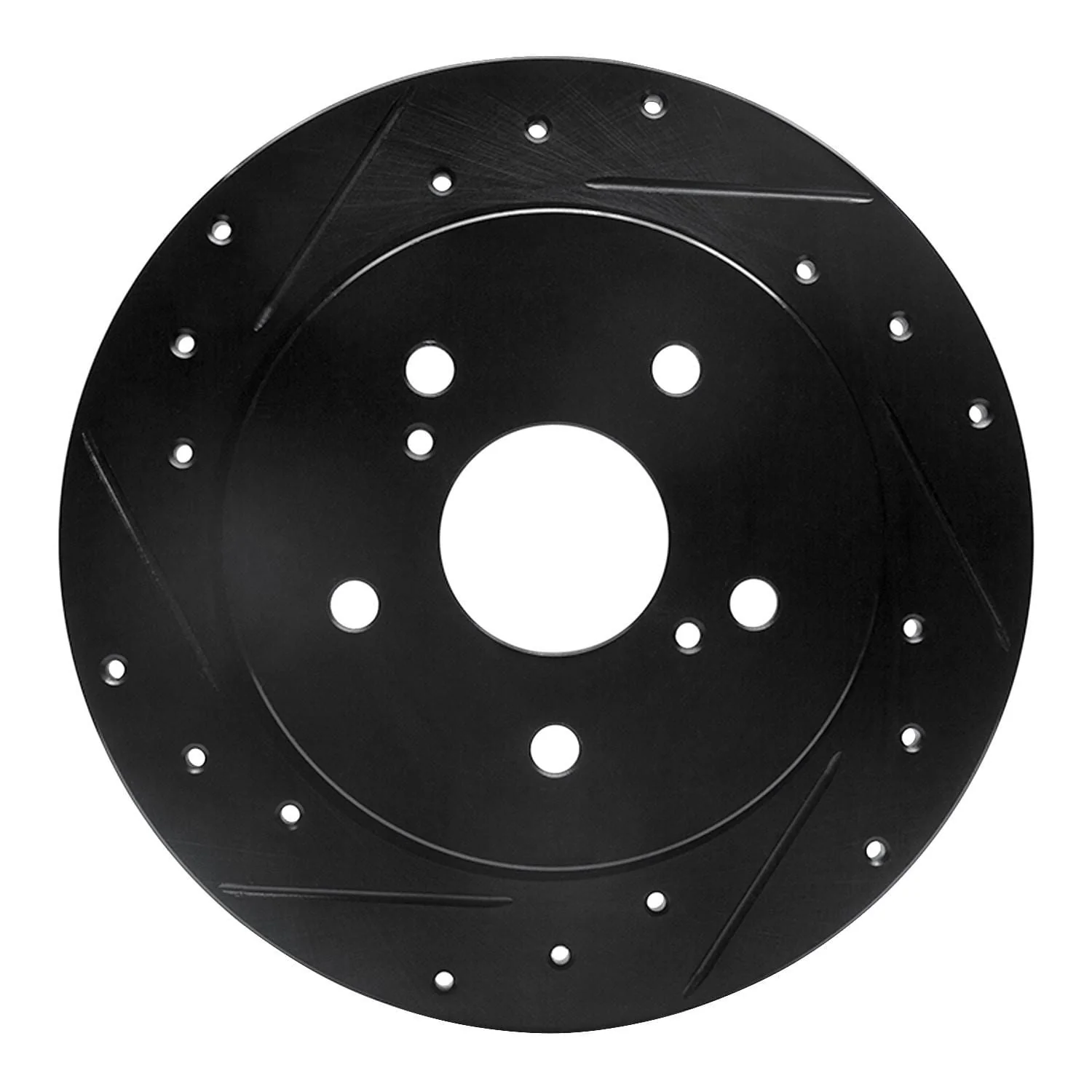 R1 Concepts 10-13 Suzuki Kizashi Rear Left Drilled & Slotted Black Brake Rotor
