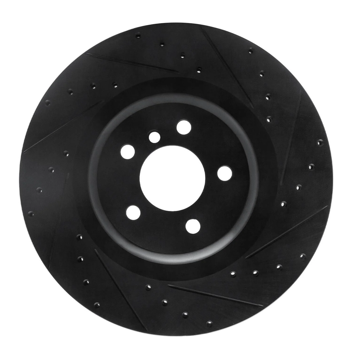 R1 Concepts 10-14 BMW X6 Rear Right Drilled & Slotted Black Brake Rotor