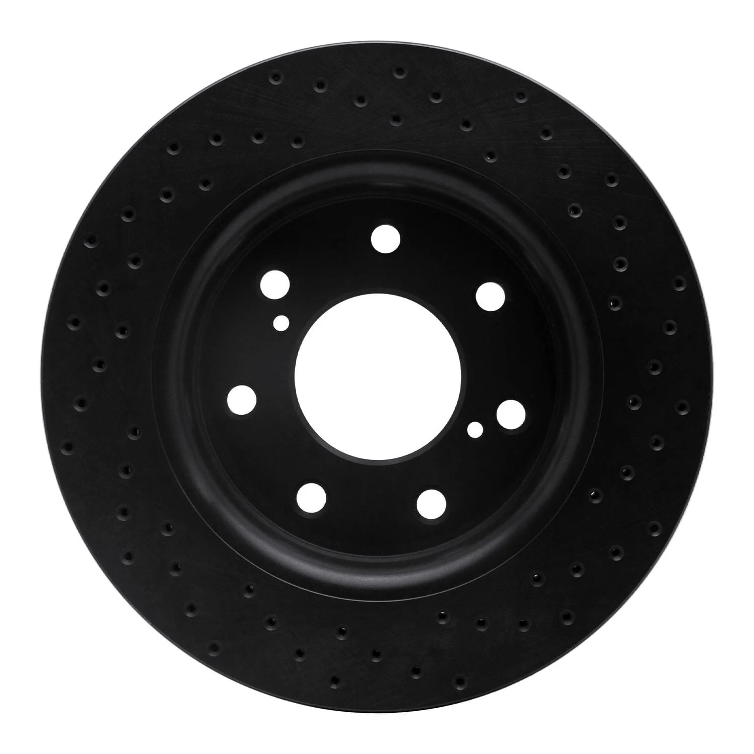 R1 Concepts 10-14 Ford F-150 2WD Front Left Drilled Black Brake Rotor - Image 2
