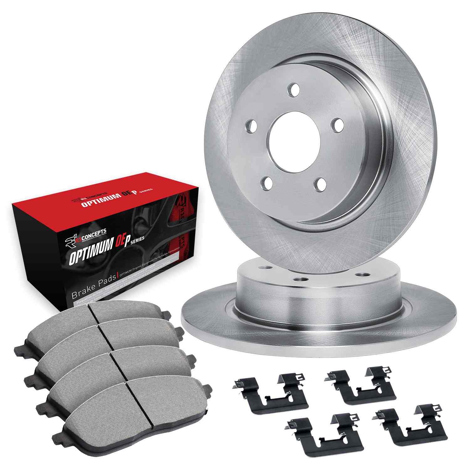 R1 Concepts 10-15 Honda Accord Crosstour Rear Brake Rotor Set w/Optimum OE Pads and Hardware - Image 2