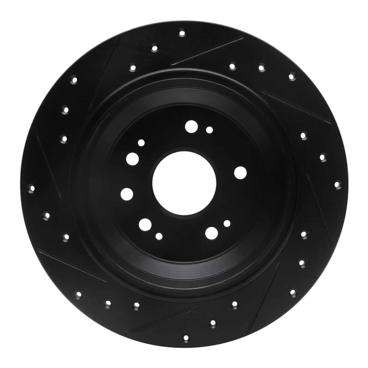 R1 Concepts 10-15 Honda Accord Crosstour Rear Right Drilled & Slotted Black Brake Rotor - Image 2