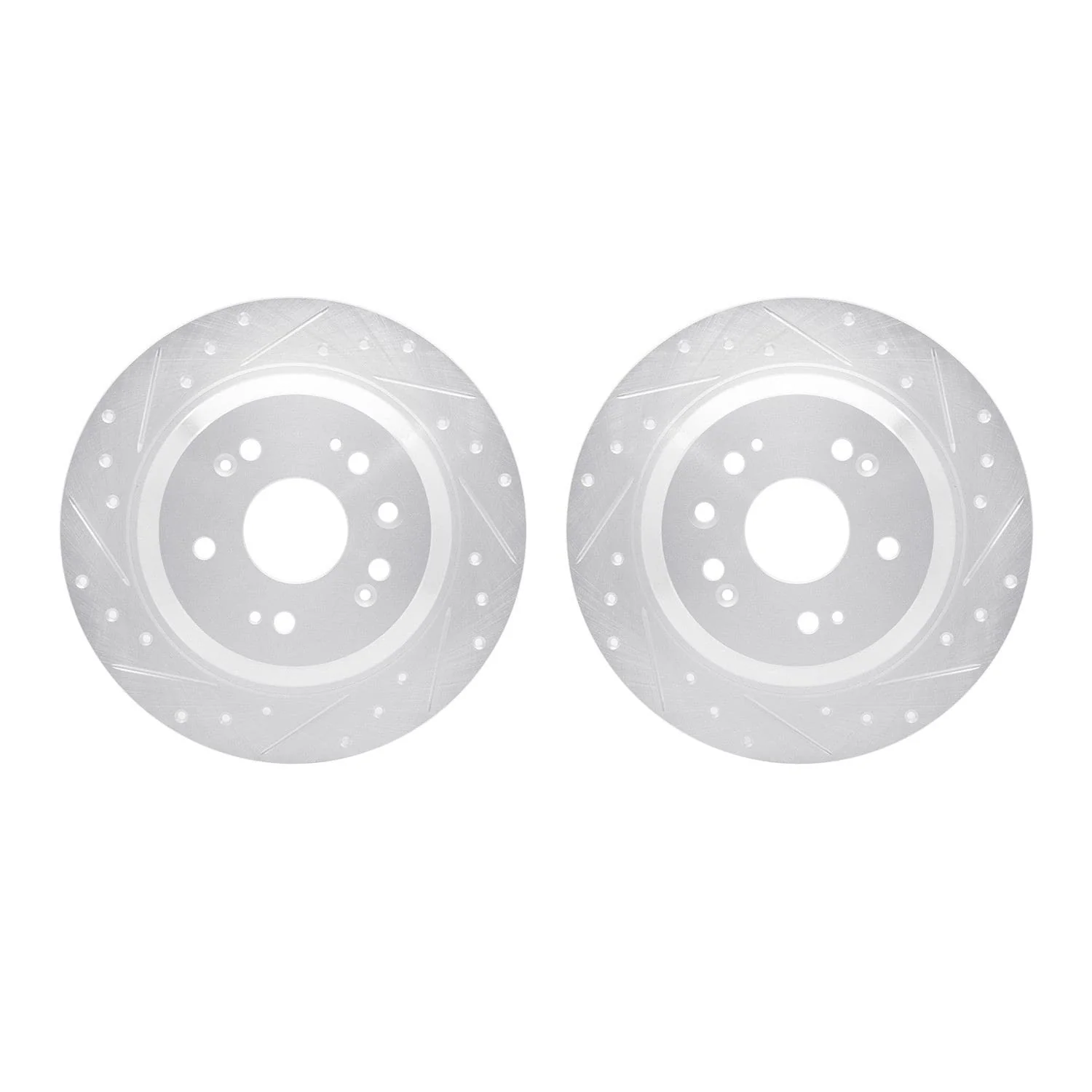 R1 Concepts 10-15 Honda Crosstour Rear Drilled & Slotted Silver Brake Rotor Set