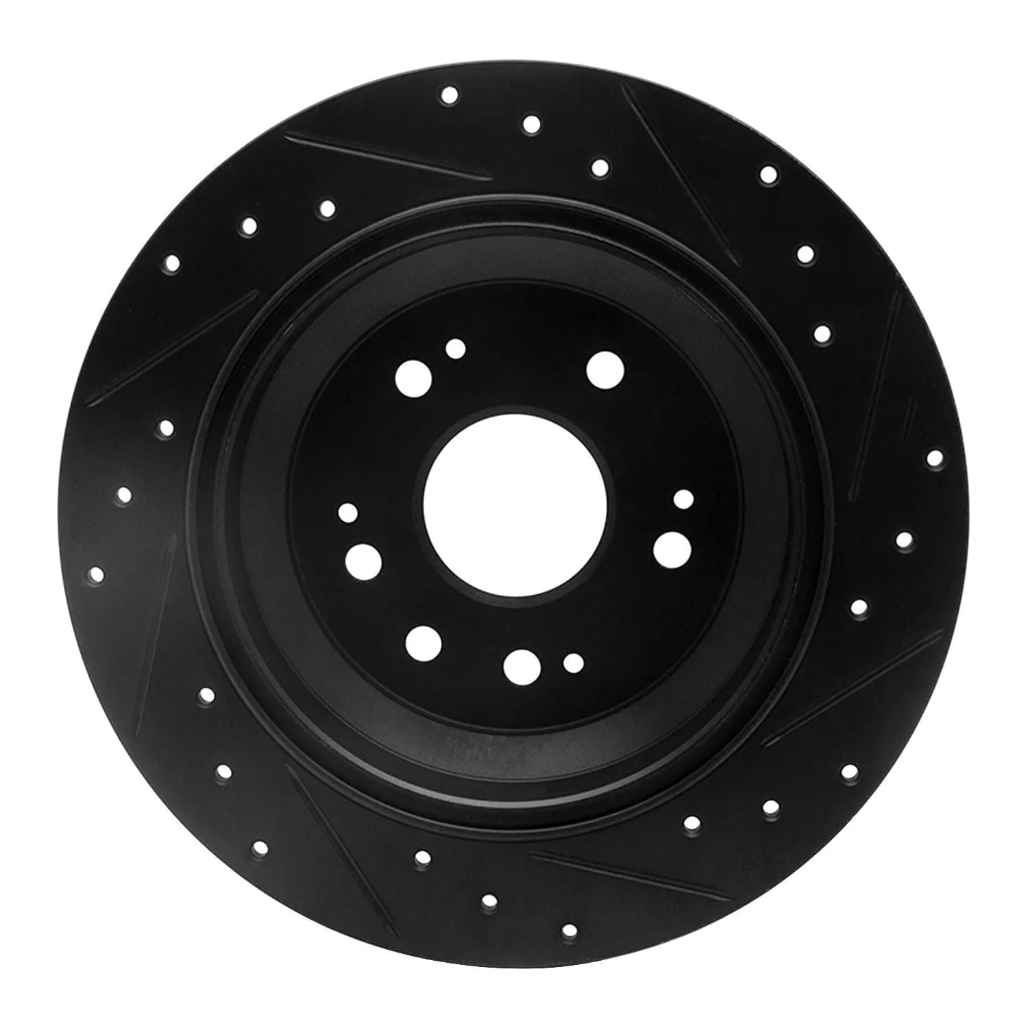 R1 Concepts 10-15 Honda Crosstour Rear Left Drilled & Slotted Black Brake Rotor - Image 2