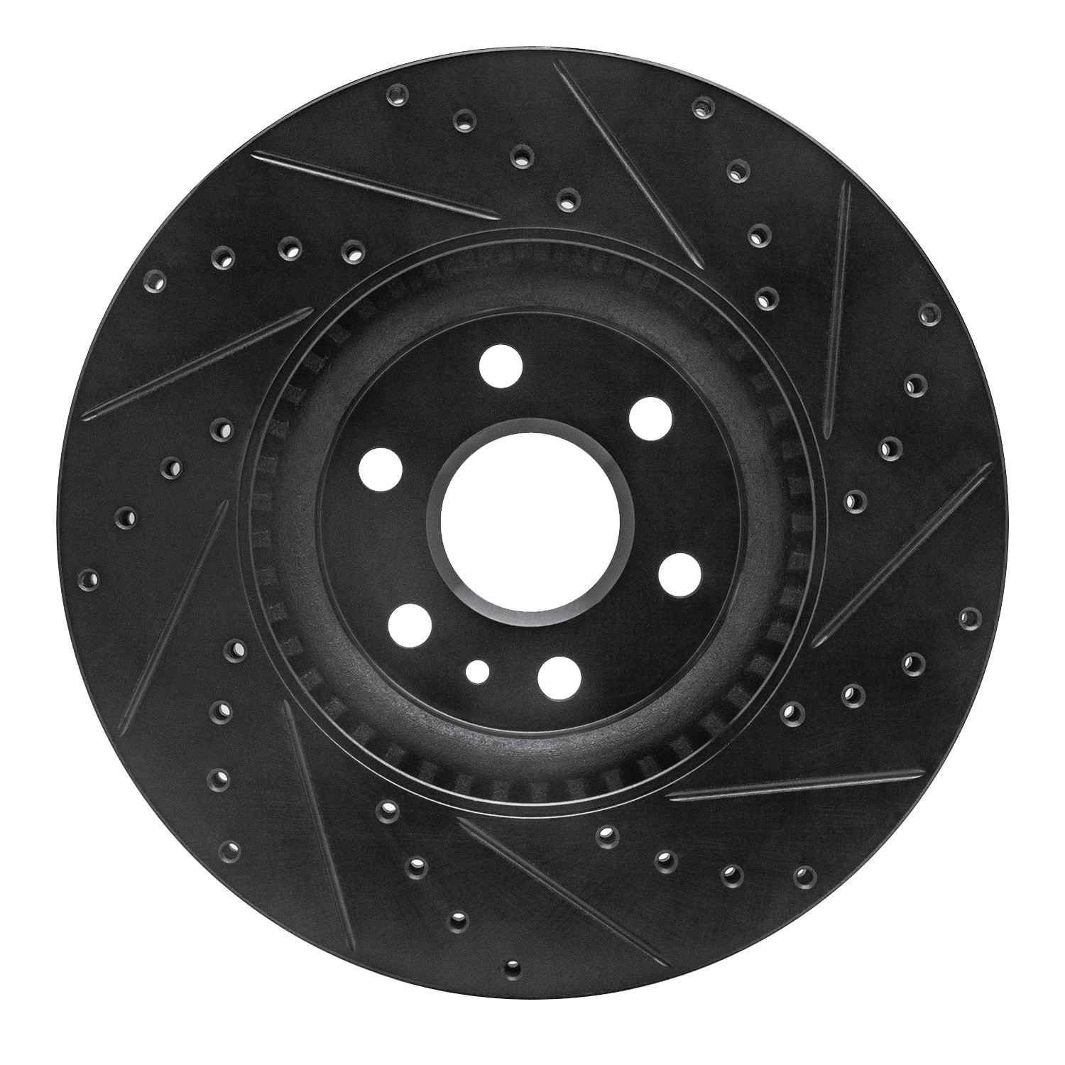 R1 Concepts 10-16 Cadillac SRX Front Left Drilled & Slotted Black Brake Rotor - Image 2