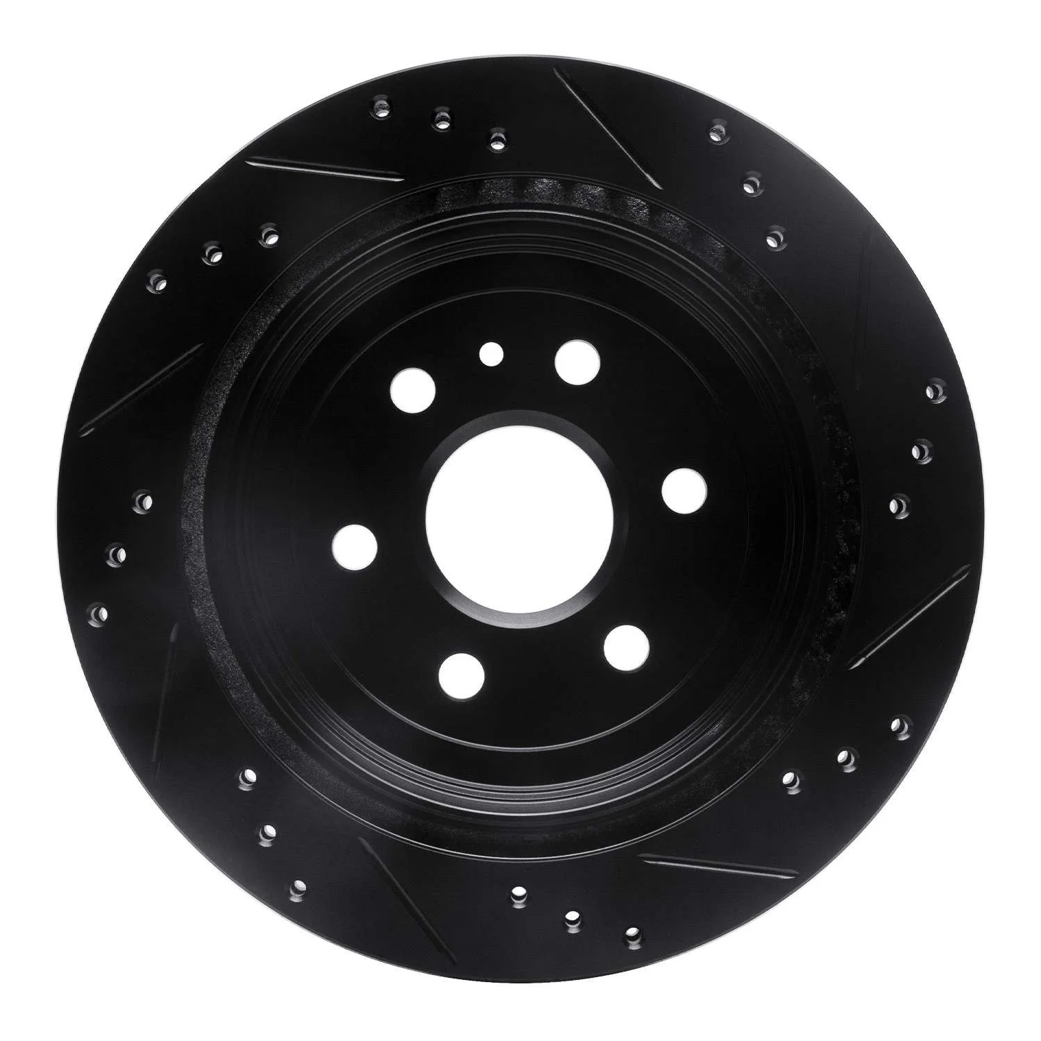 R1 Concepts 10-16 Cadillac SRX Rear Left Drilled & Slotted Black Brake Rotor - Image 2