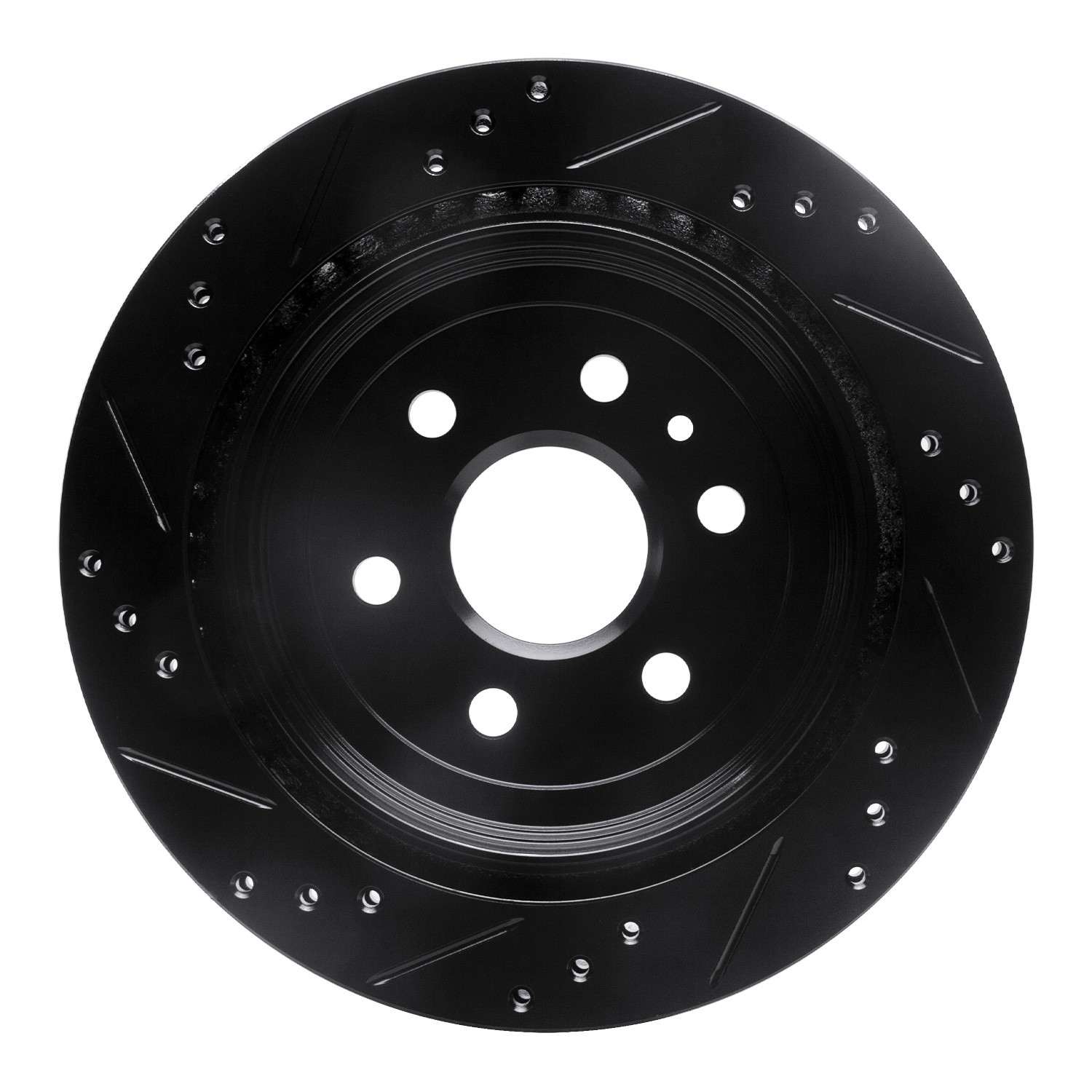 R1 Concepts 10-16 Cadillac SRX Rear Right Drilled & Slotted Black Brake Rotor - Image 2