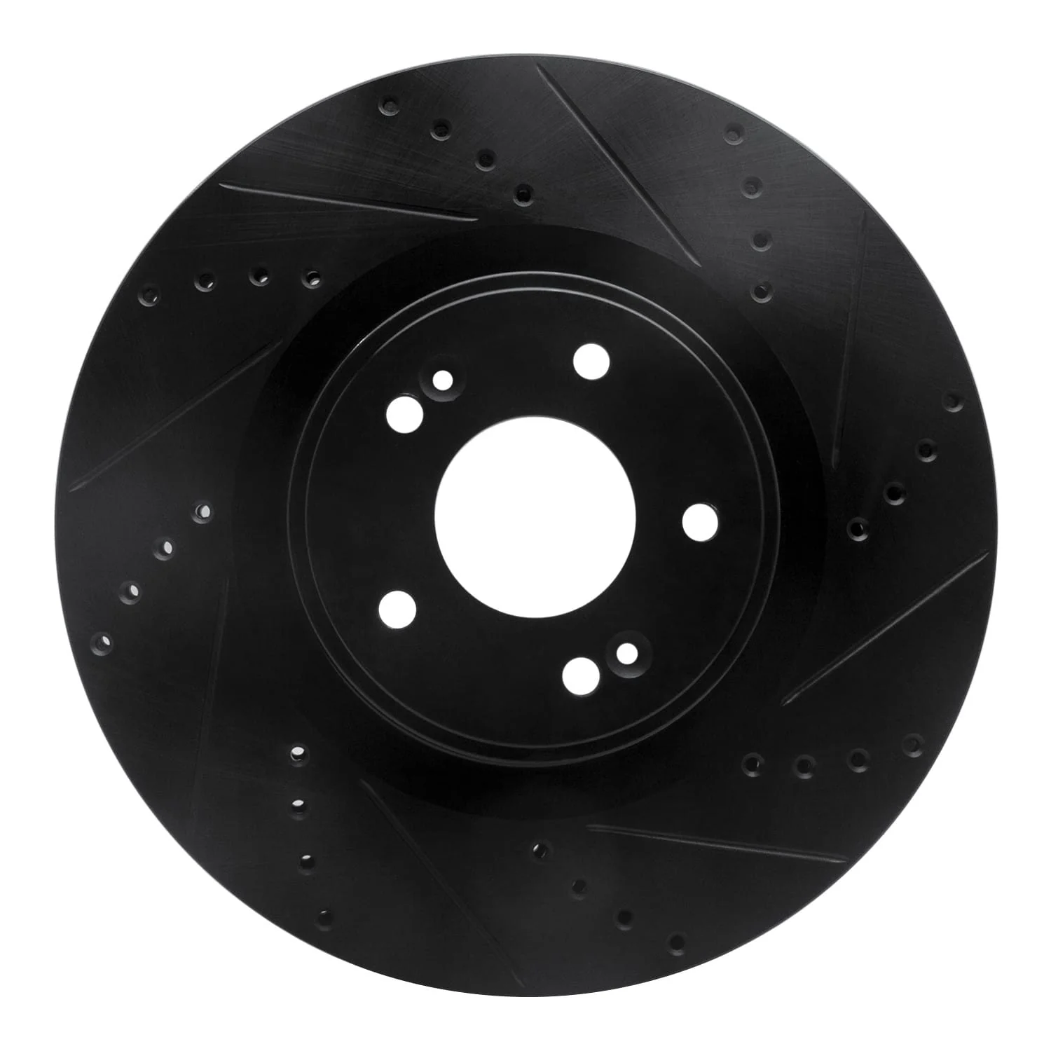 R1 Concepts 10-16 Hyundai Genesis Coupe Front Right Drilled & Slotted Black Brake Rotor
