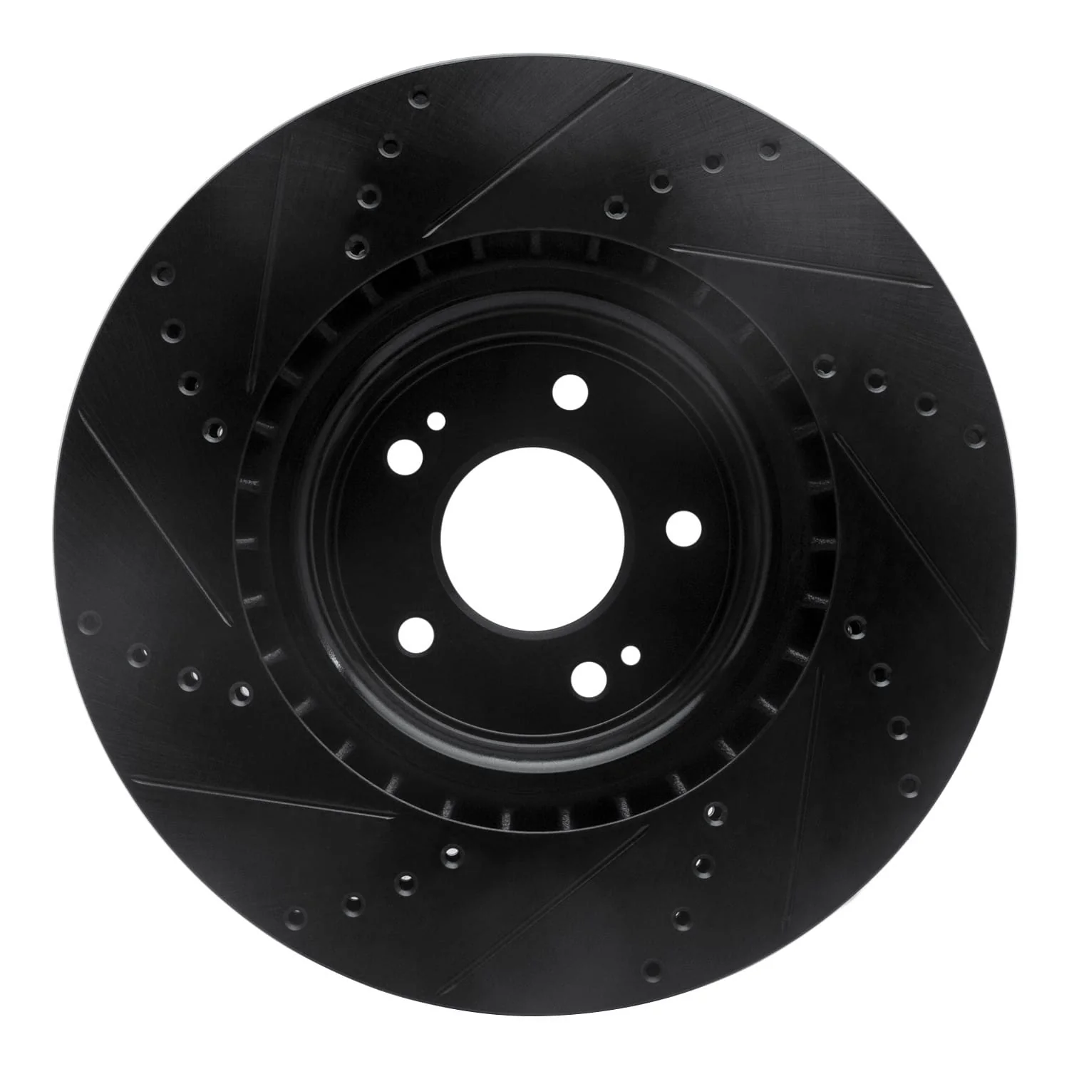 R1 Concepts 10-16 Hyundai Genesis Coupe Front Right Drilled & Slotted Black Brake Rotor - Image 2