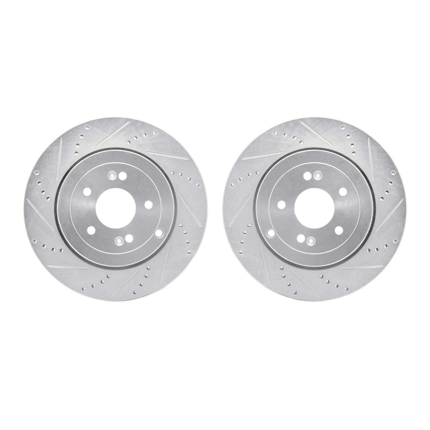 R1 Concepts 10-16 Hyundai Genesis Coupe Rear Drilled & Slotted Silver Brake Rotor Set