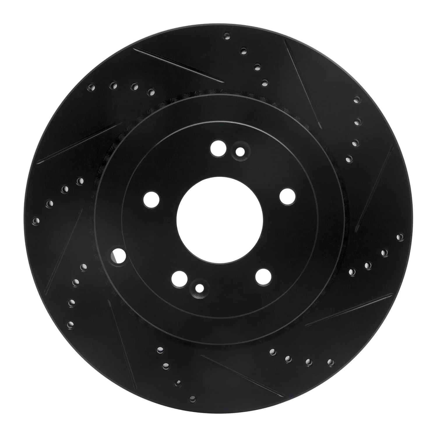 R1 Concepts 10-16 Hyundai Genesis Coupe Rear Right Drilled & Slotted Black Brake Rotor