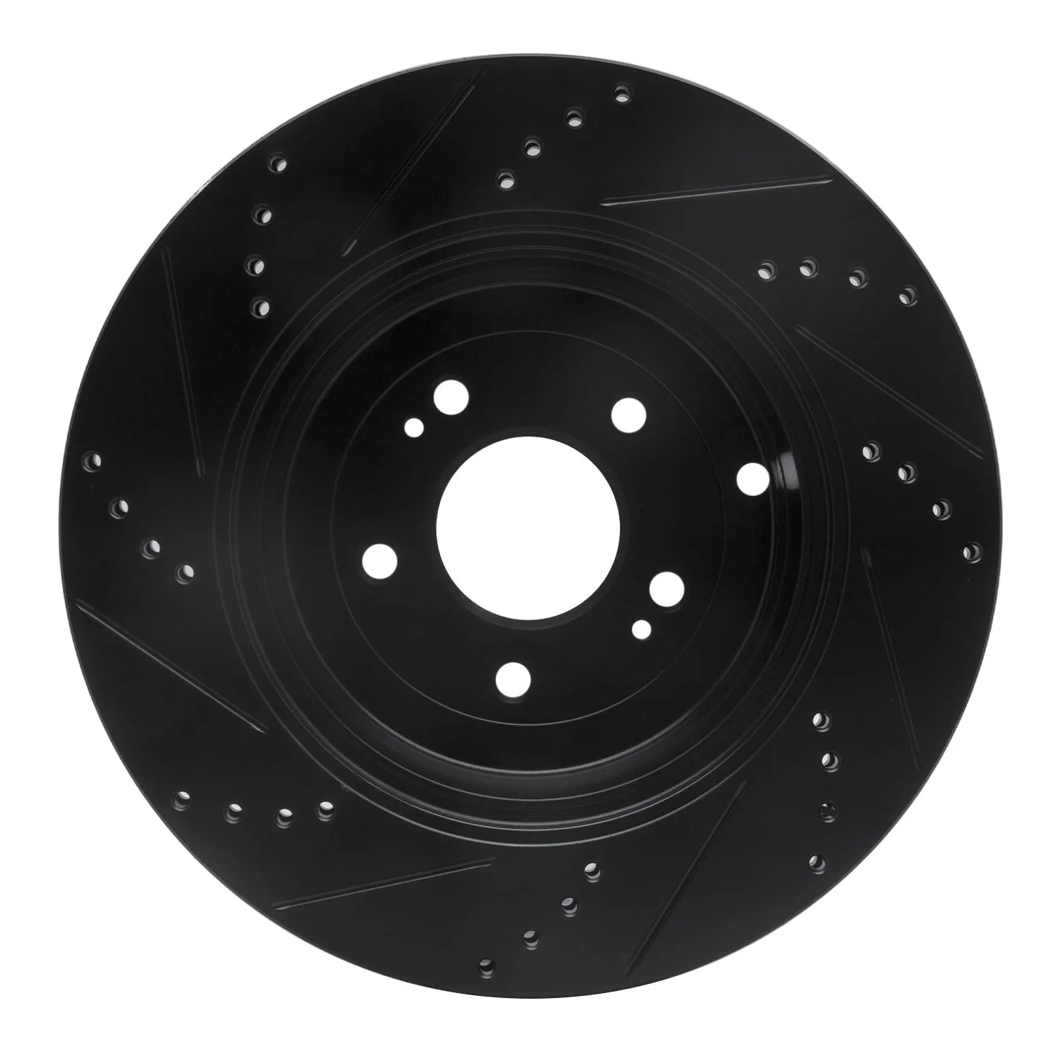 R1 Concepts 10-16 Hyundai Genesis Coupe Rear Right Drilled & Slotted Black Brake Rotor - Image 2