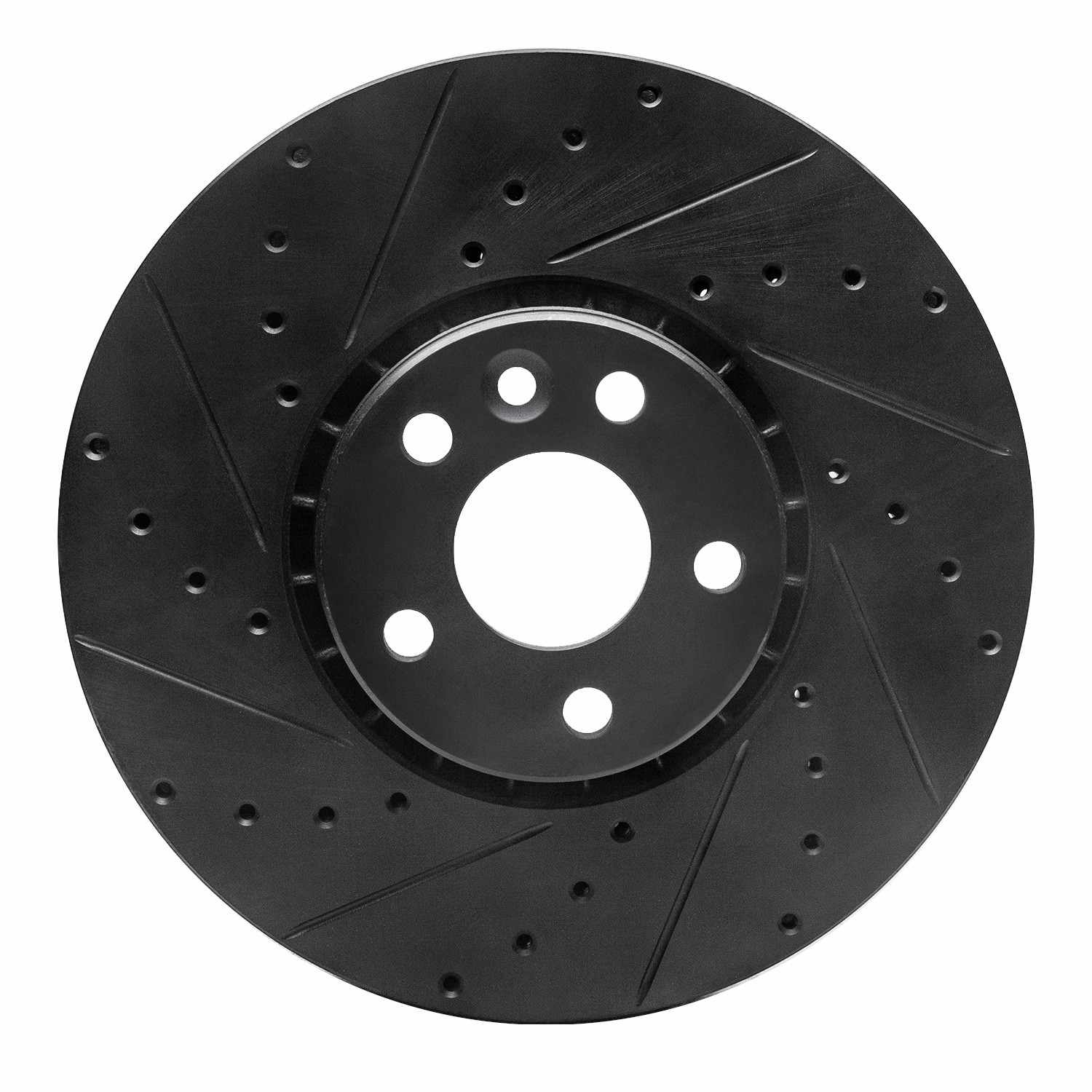 R1 Concepts 10-16 Volvo XC60 Front Left Drilled & Slotted Black Brake Rotor