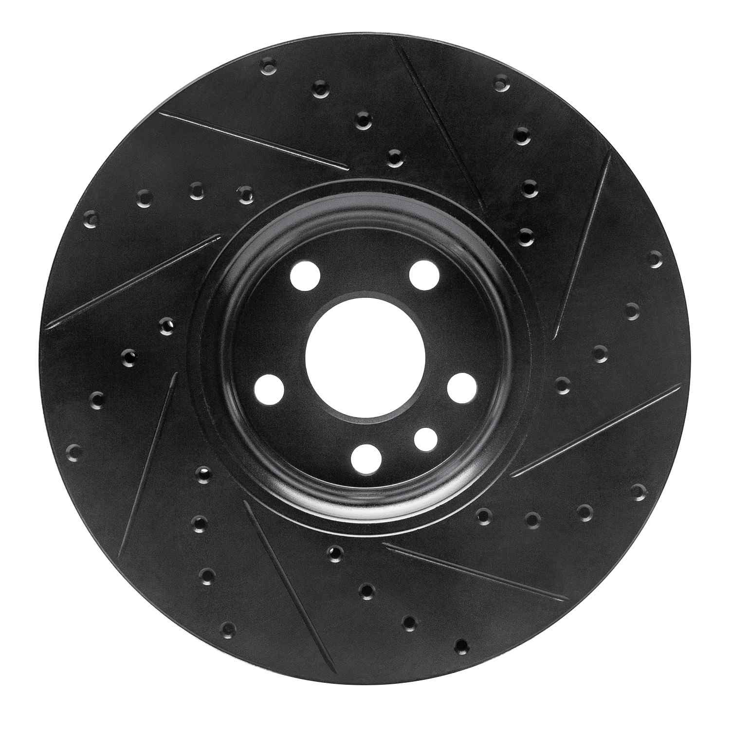 R1 Concepts 10-16 Volvo XC60 Front Left Drilled & Slotted Black Brake Rotor - Image 2