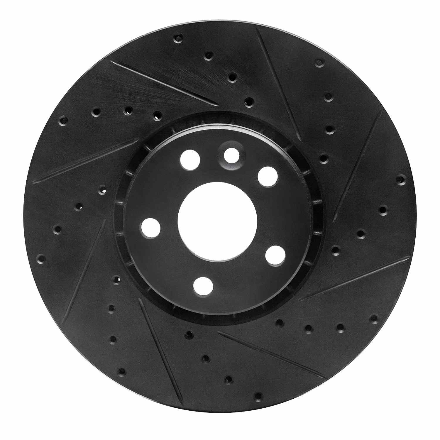 R1 Concepts 10-16 Volvo XC60 Front Right Drilled & Slotted Black Brake Rotor