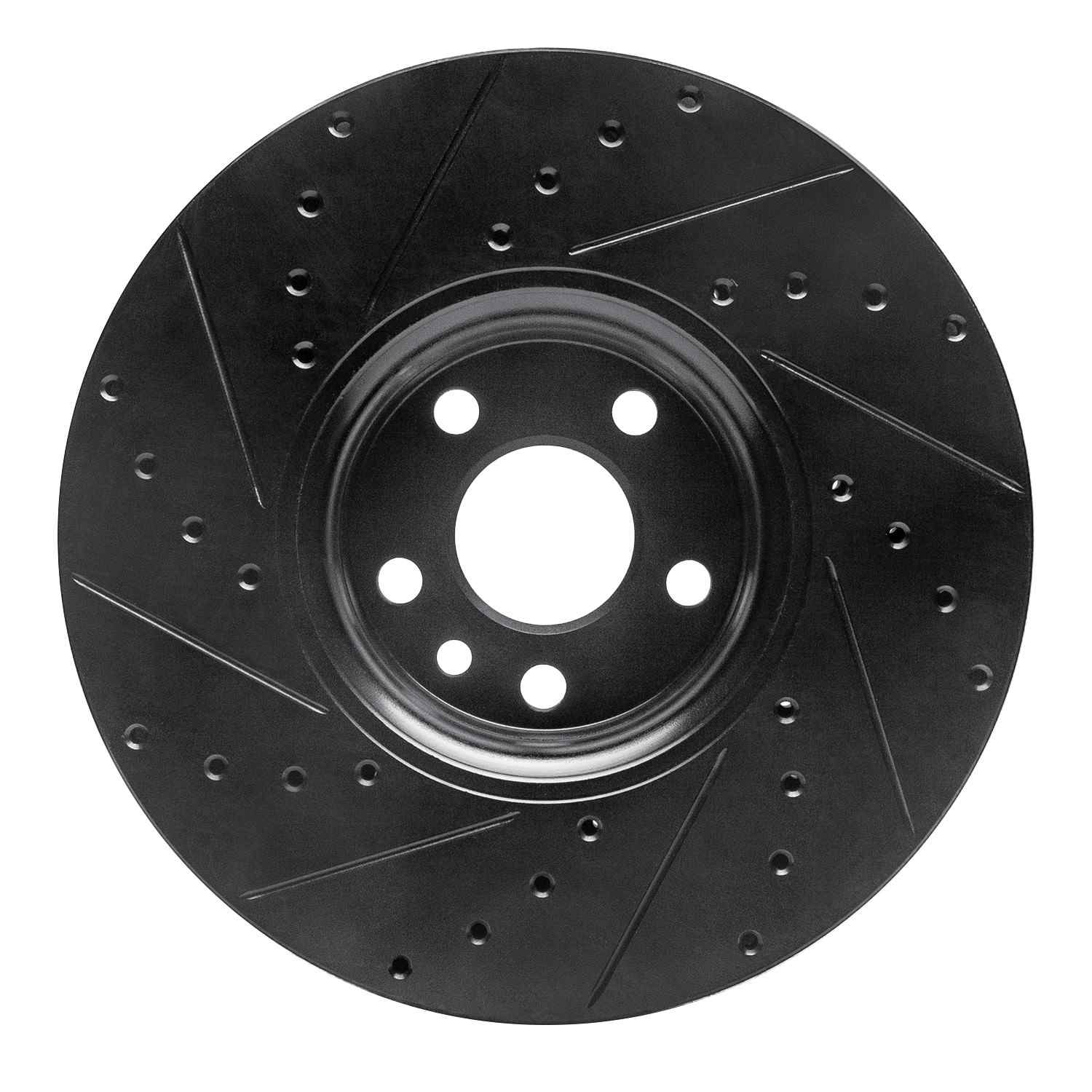 R1 Concepts 10-16 Volvo XC60 Front Right Drilled & Slotted Black Brake Rotor - Image 2
