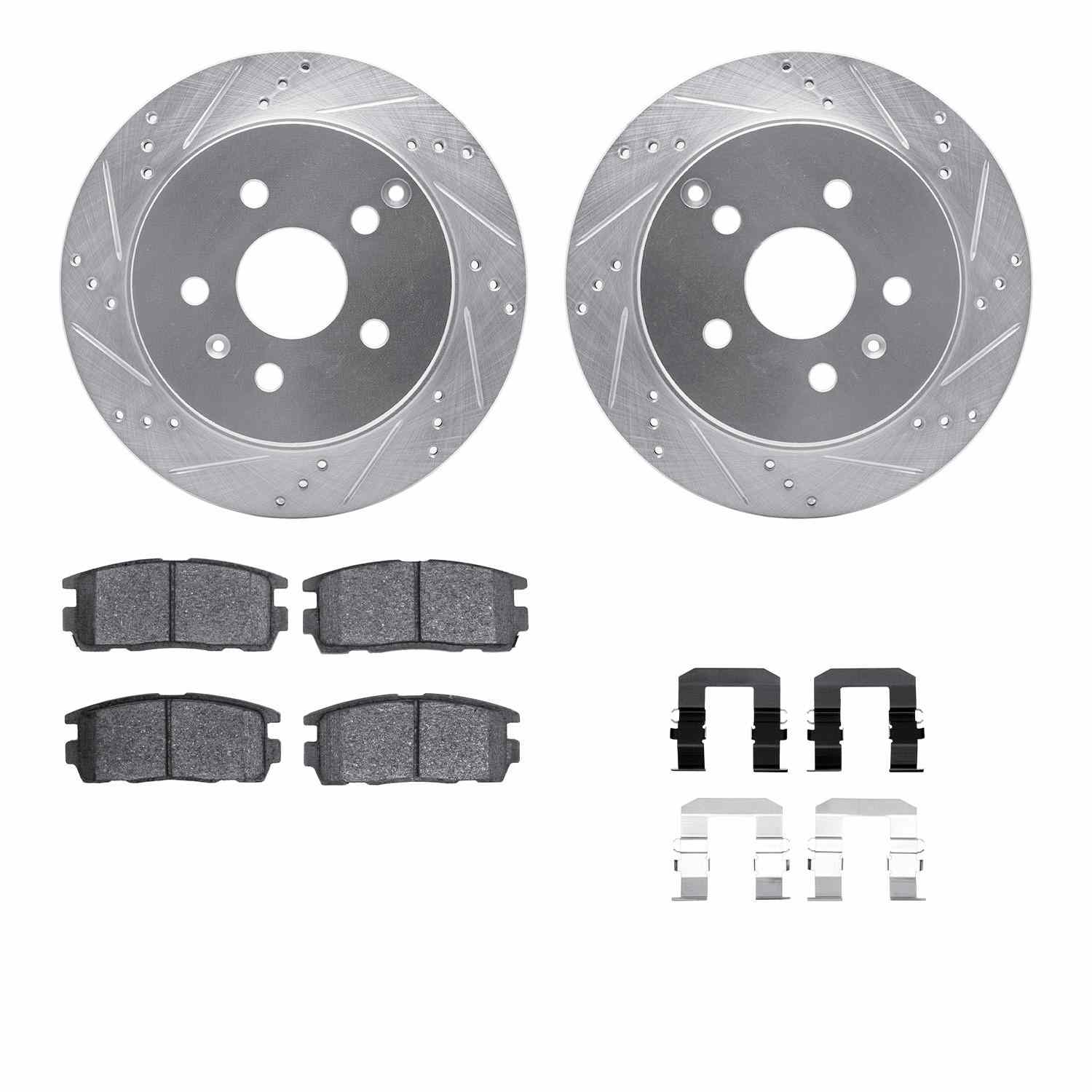 R1 Concepts 10-17 Chevrolet Equinox Rear Drilled & Slotted Silver Brake Rotor Set w/Ceramic Pads and Hardware