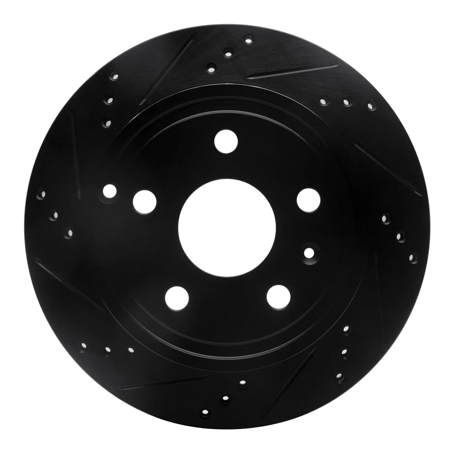 R1 Concepts 10-17 Chevrolet Equinox Rear Left Drilled & Slotted Black Brake Rotor