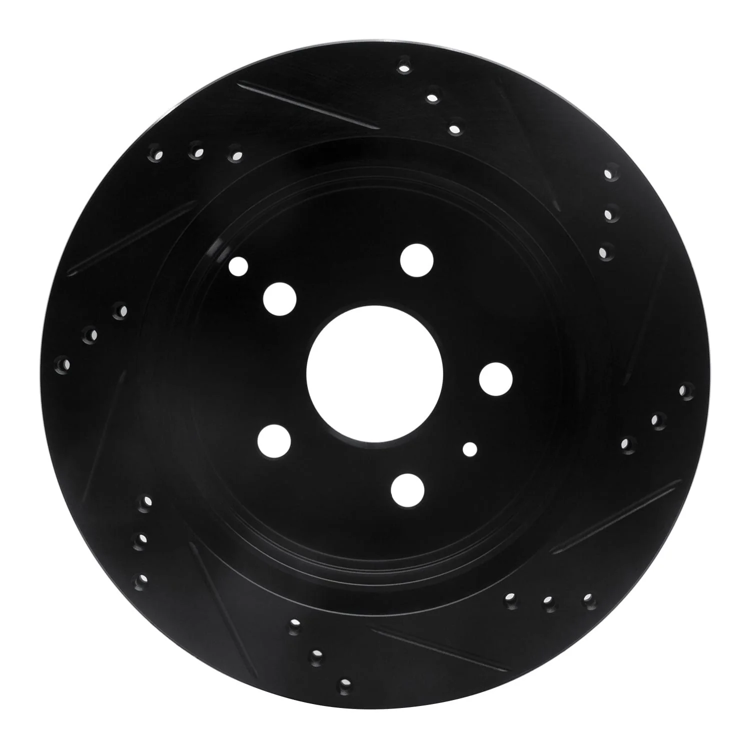 R1 Concepts 10-17 Chevrolet Equinox Rear Left Drilled & Slotted Black Brake Rotor - Image 2