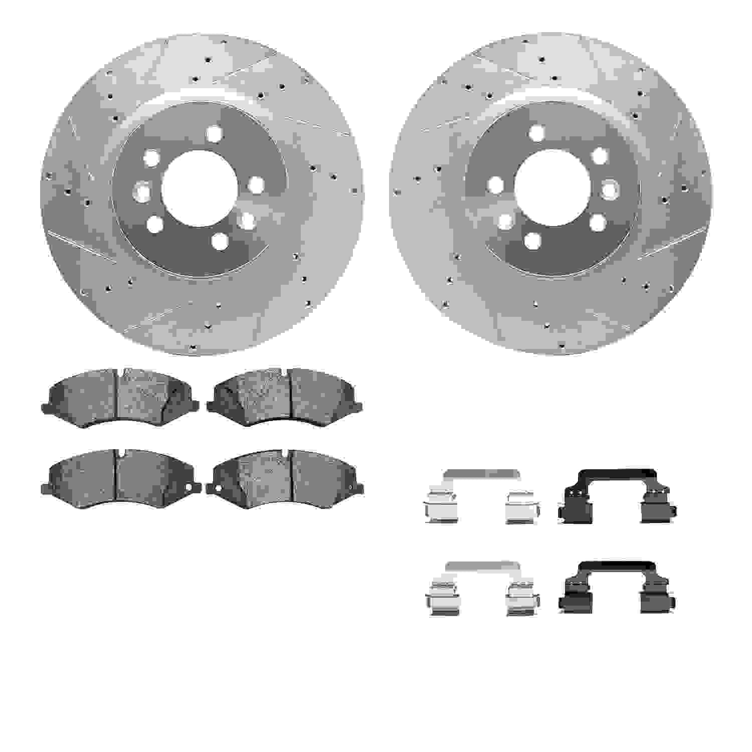 R1 Concepts 10-17 Land Rover LR4 Front Drill/Slot Silver Rotors w/Euro Ceramic Pads