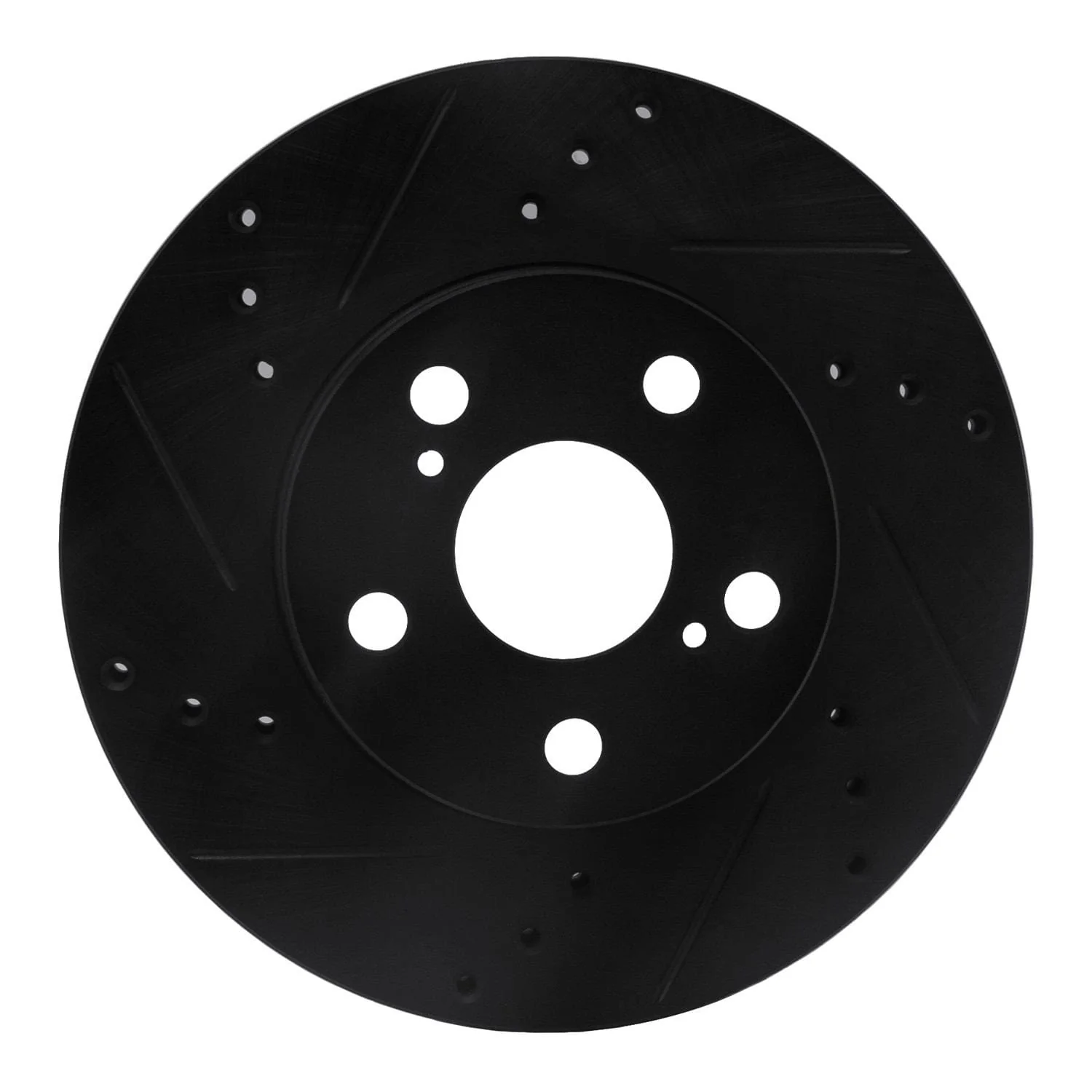 R1 Concepts 10-17 Lexus CT200H Front Left Drilled & Slotted Black Brake Rotor
