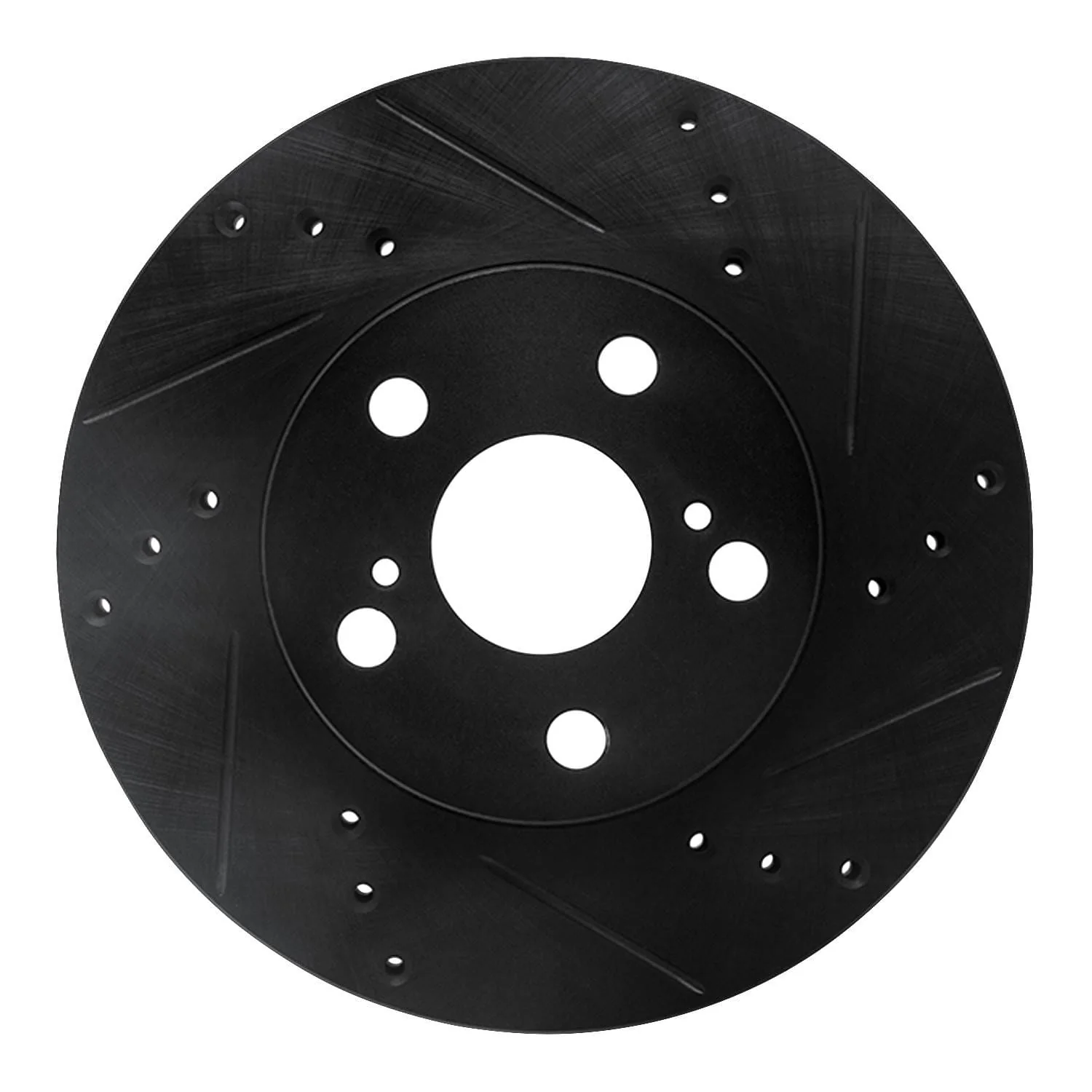 R1 Concepts 10-17 Lexus CT200H Front Right Drilled & Slotted Black Brake Rotor