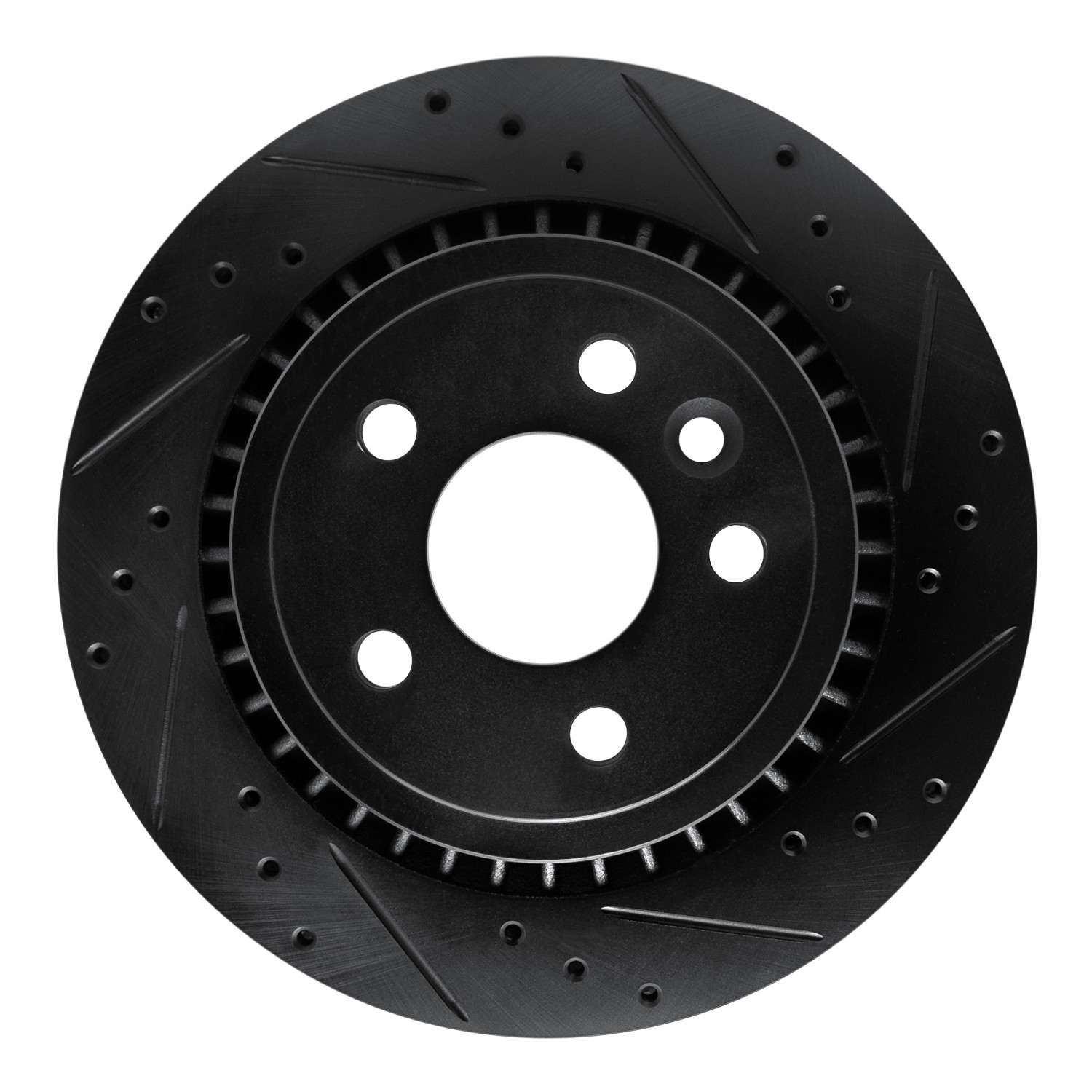 R1 Concepts 10-17 Volvo XC60 Rear Right Drilled & Slotted Black Brake Rotor