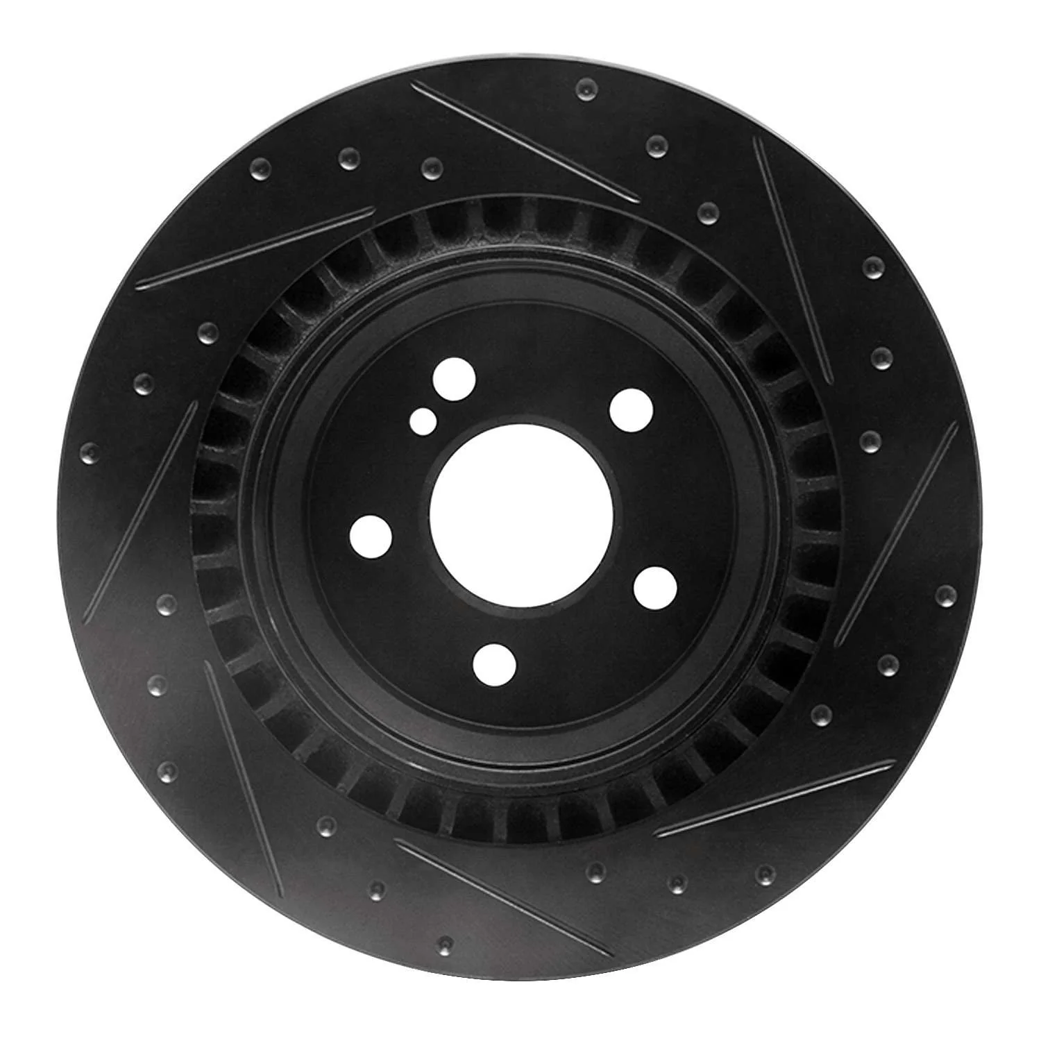 R1 Concepts 10-18 Mercedes-Benz E550 Rear Left Drilled & Slotted Black Brake Rotor - Image 2