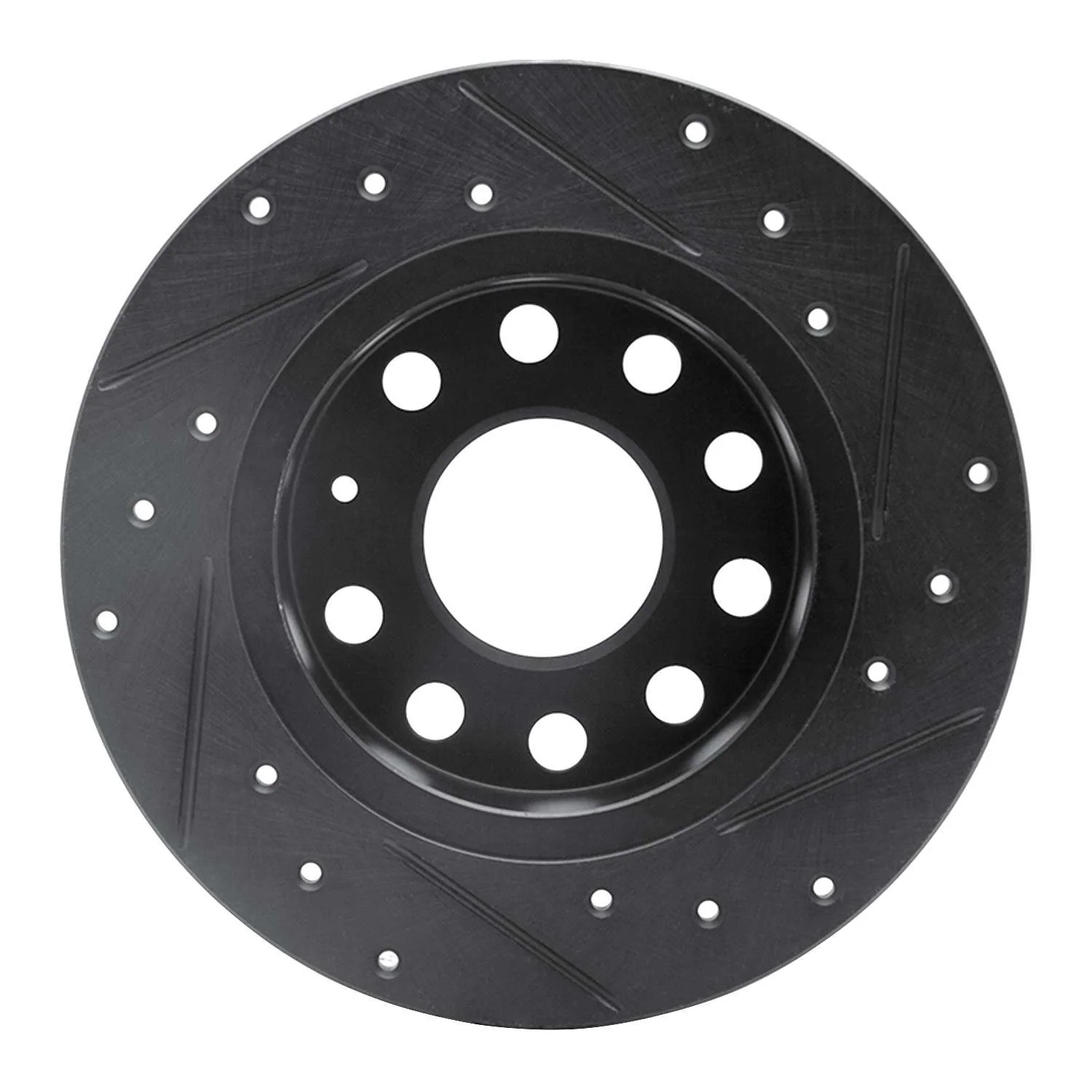 R1 Concepts 10-19 Audi A3 Rear Left Drilled & Slotted Black Brake Rotor - Image 2