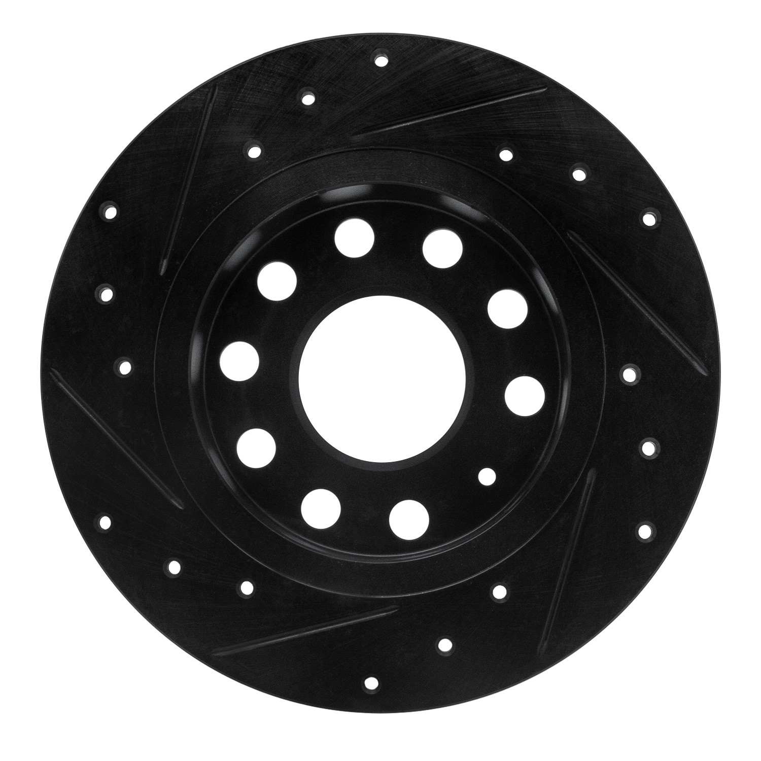 R1 Concepts 10-19 Audi A3 Rear Right Drilled & Slotted Black Brake Rotor - Image 2