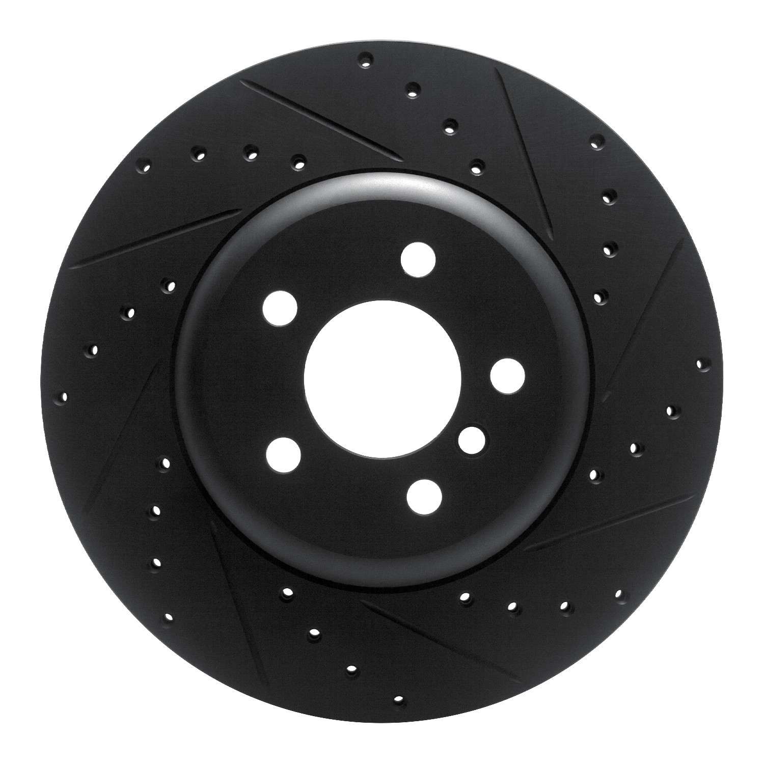 R1 Concepts 10-19 BMW 535I GT xDrive Rear Right Drilled & Slotted Black Brake Rotor