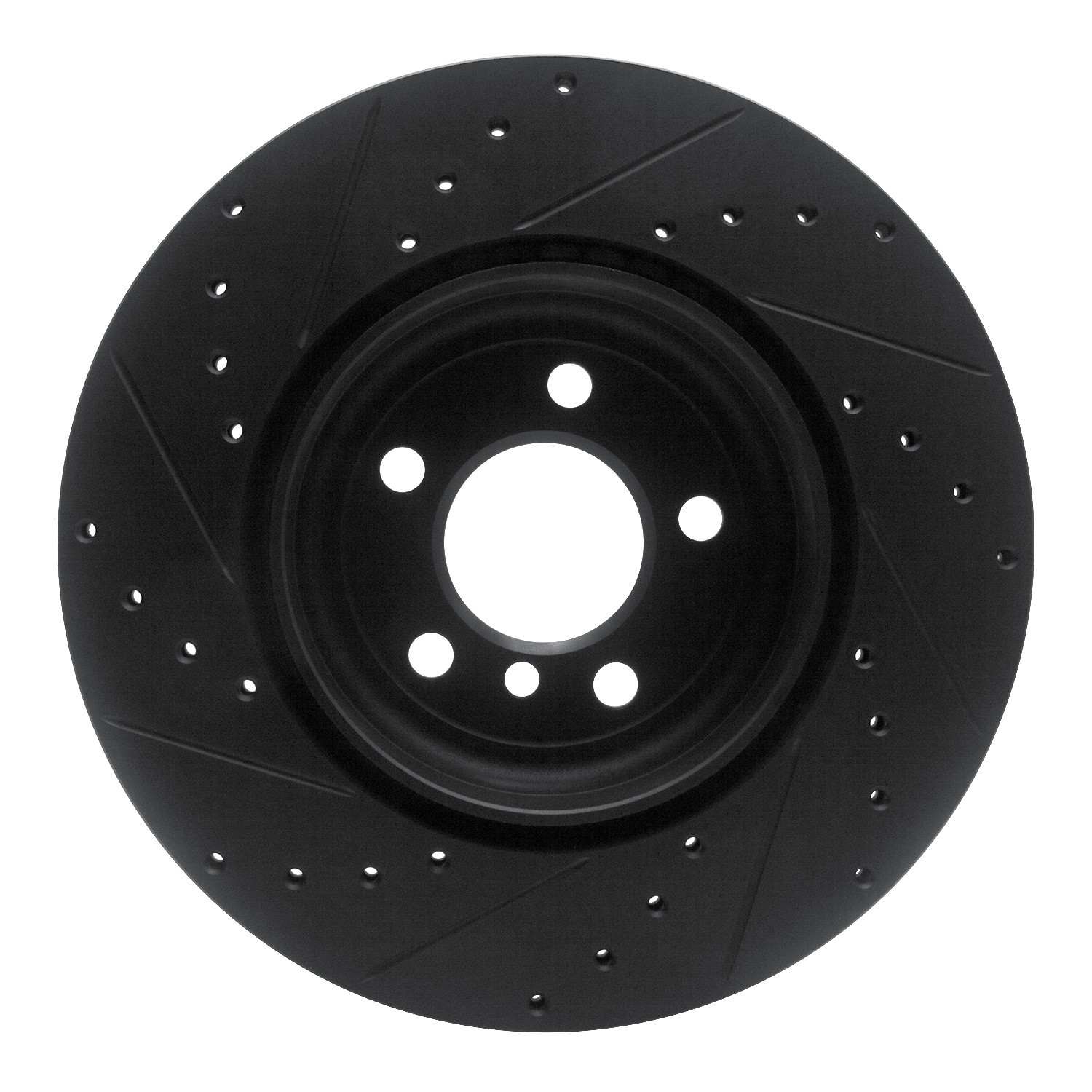 R1 Concepts 10-19 BMW 535I GT xDrive Rear Right Drilled & Slotted Black Brake Rotor - Image 2