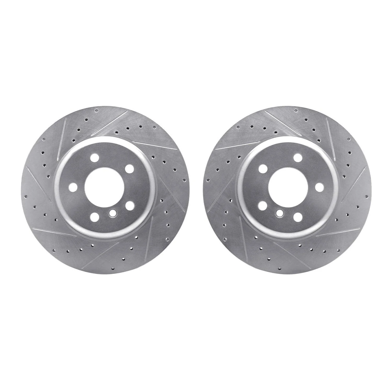 R1 Concepts 10-19 BMW Alpina B6 xDrive Gran Coupe Rear Drilled & Slotted Silver Brake Rotor Set