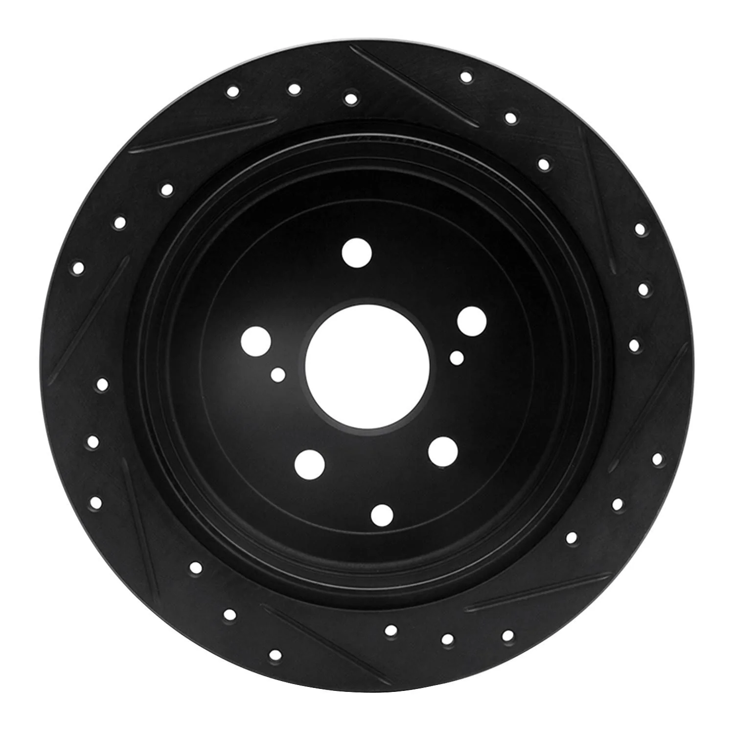 R1 Concepts 10-20 Lexus RX450h Rear Left Drilled & Slotted Black Brake Rotor - Image 2