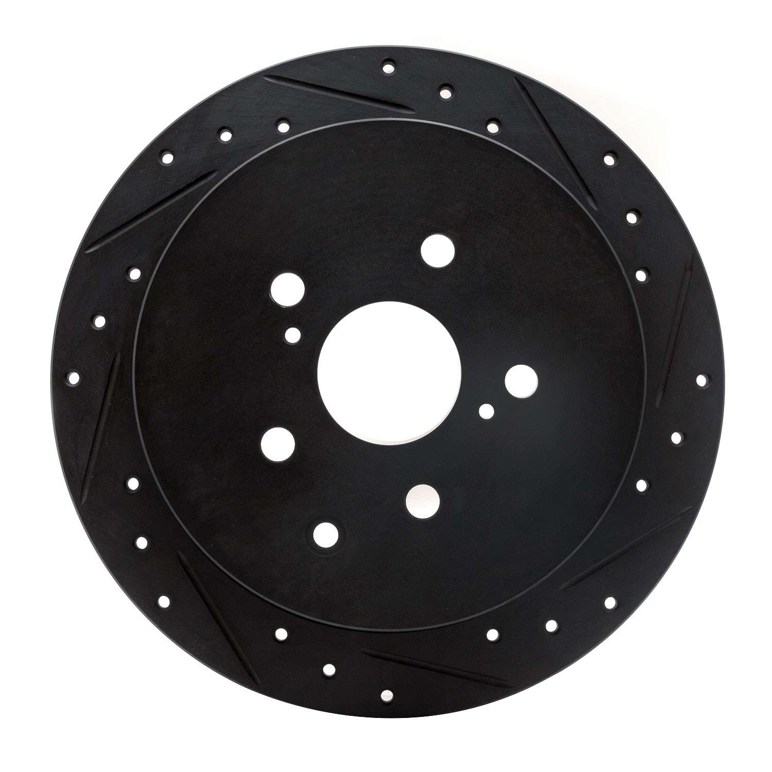 R1 Concepts 10-20 Lexus RX450h Rear Right Drilled & Slotted Black Brake Rotor