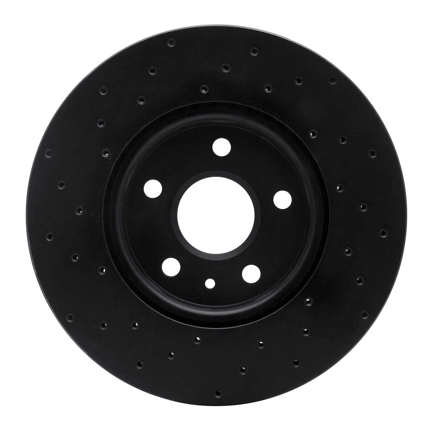 R1 Concepts 10-21 Buick 09-5 Front Right Drilled Black Brake Rotor - Image 2