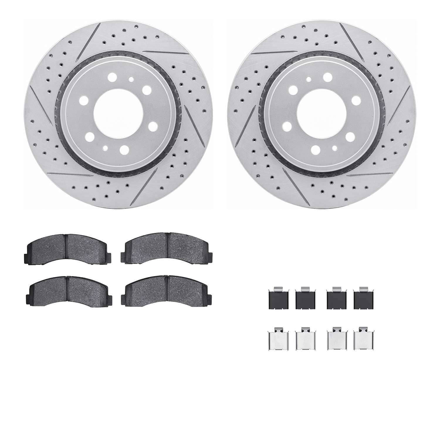 R1 Concepts 10-21 Ford F-150 Front Drill/Slot Carbon Coated Rotor Set w/Optimum Pads