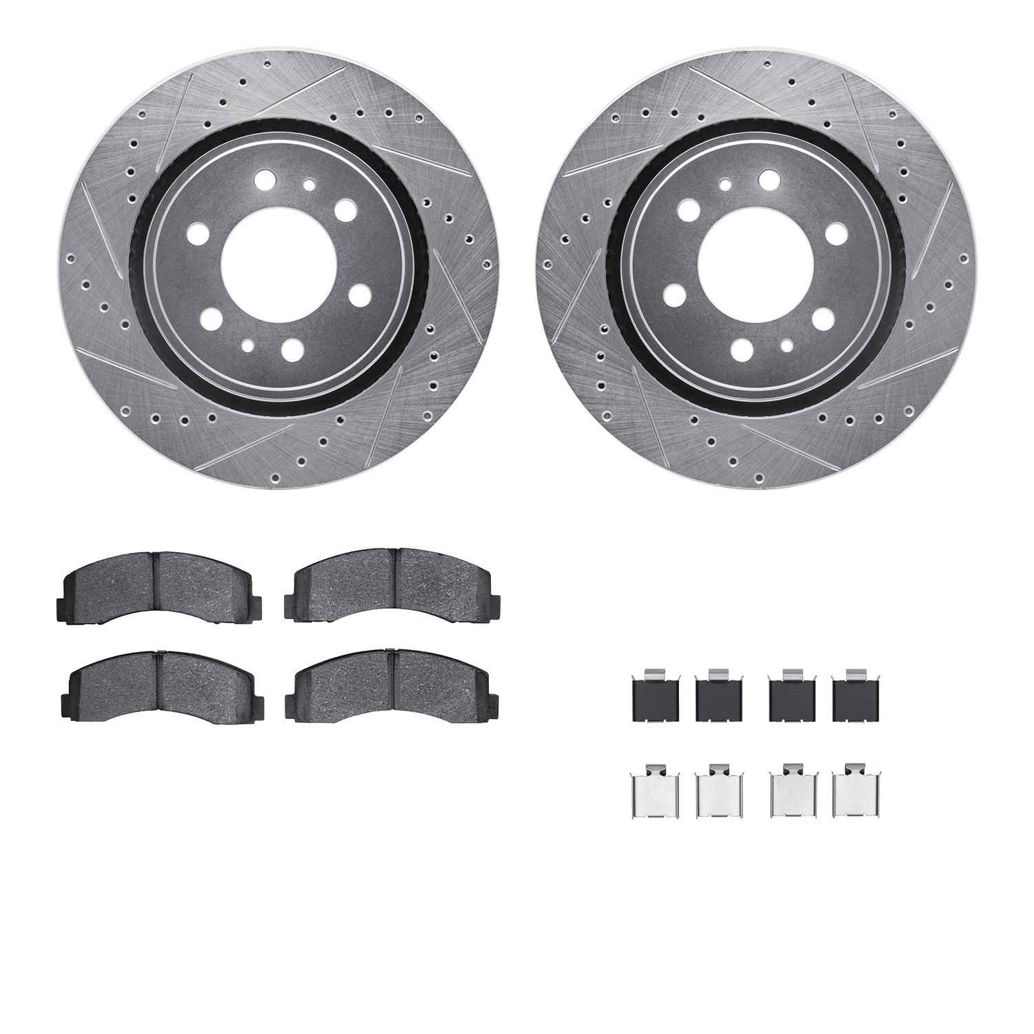 R1 Concepts 10-21 Ford F-150 Front Drill/Slot Silver Rotors w/Off-Road/Tow Pads