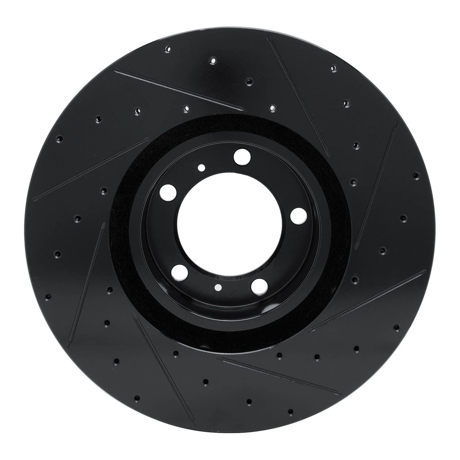 R1 Concepts 10-24 Audi e-Tron GT Left Front Drilled & Slotted Black Brake Rotor - Image 2