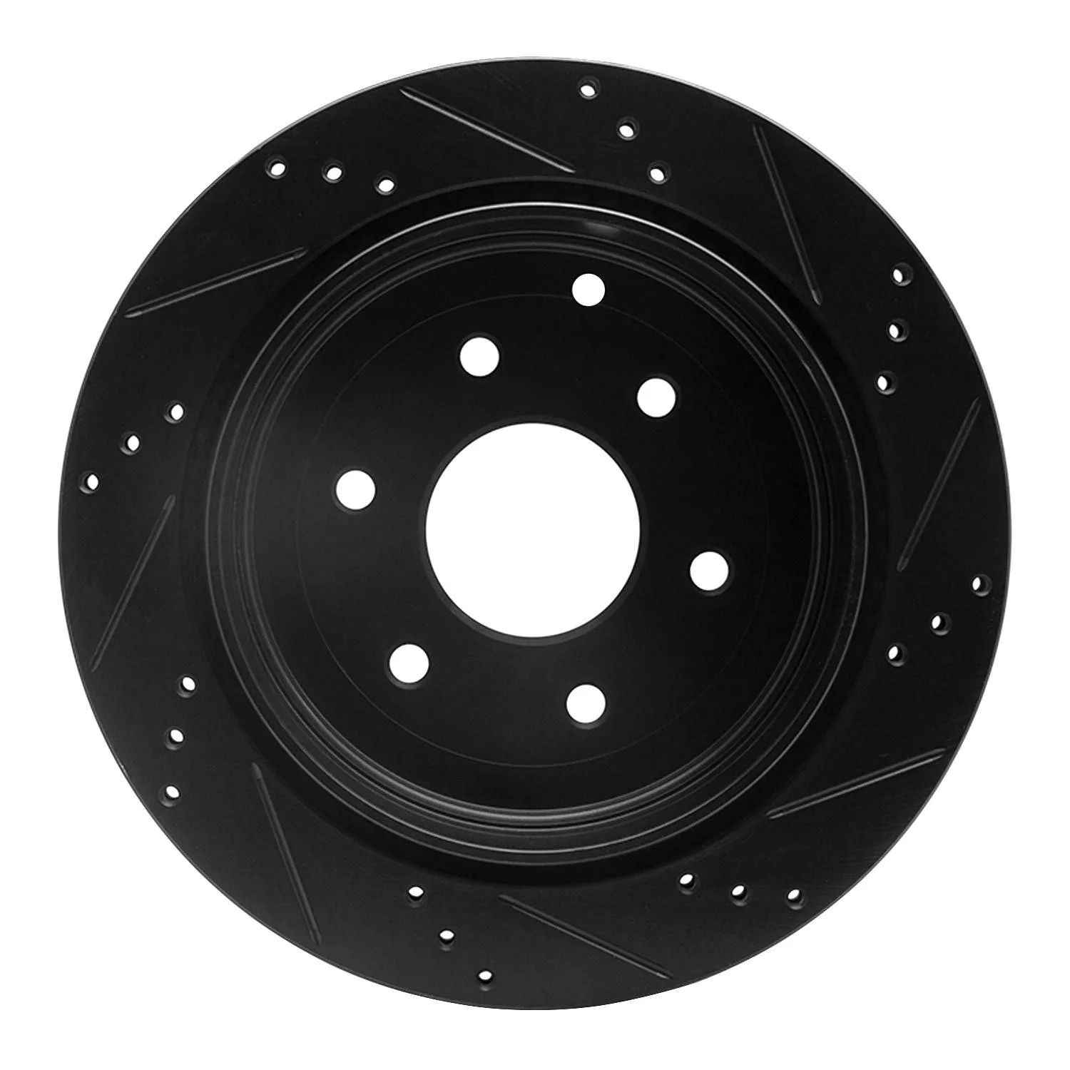 R1 Concepts 10-24 Infiniti QX56 Rear Left Drilled & Slotted Black Brake Rotor - Image 2