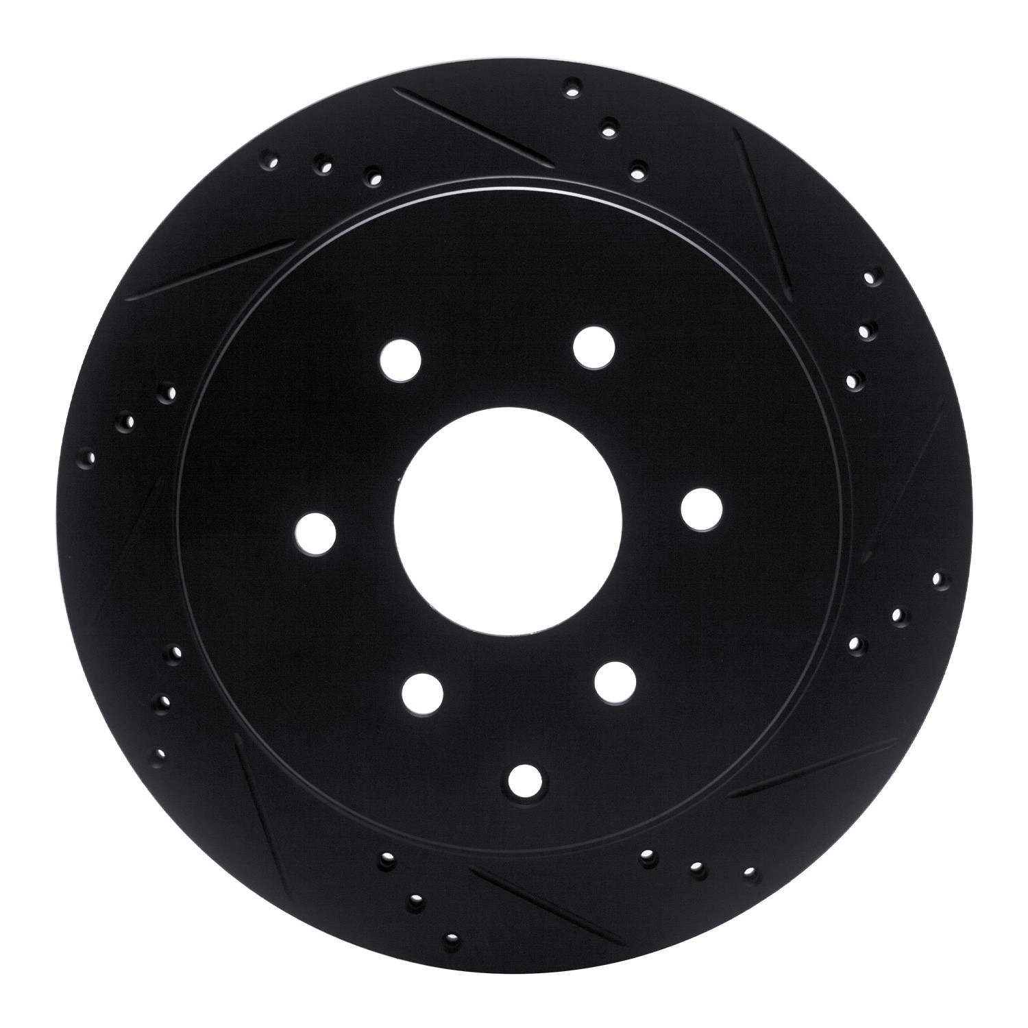 R1 Concepts 10-24 Infiniti QX80 Rear Right Drilled & Slotted Black Brake Rotor