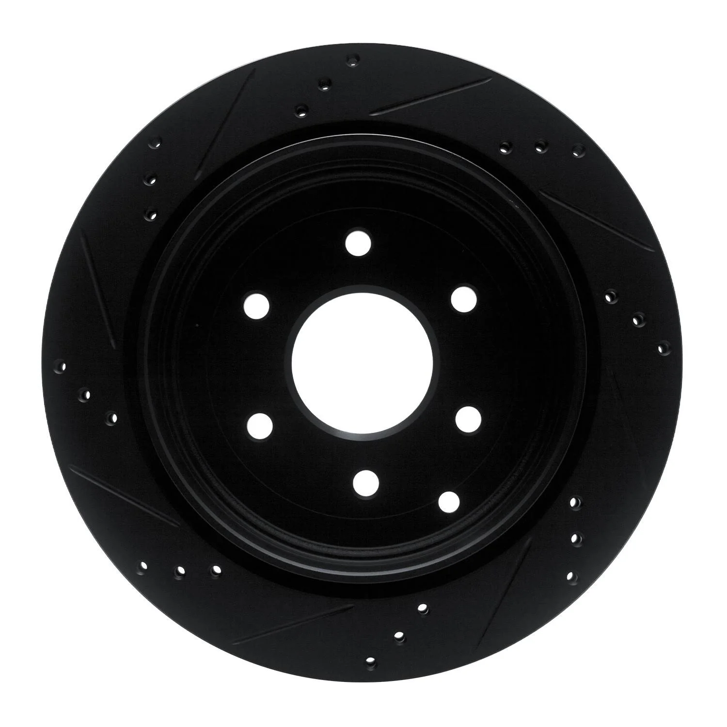 R1 Concepts 10-24 Infiniti QX80 Rear Right Drilled & Slotted Black Brake Rotor - Image 2