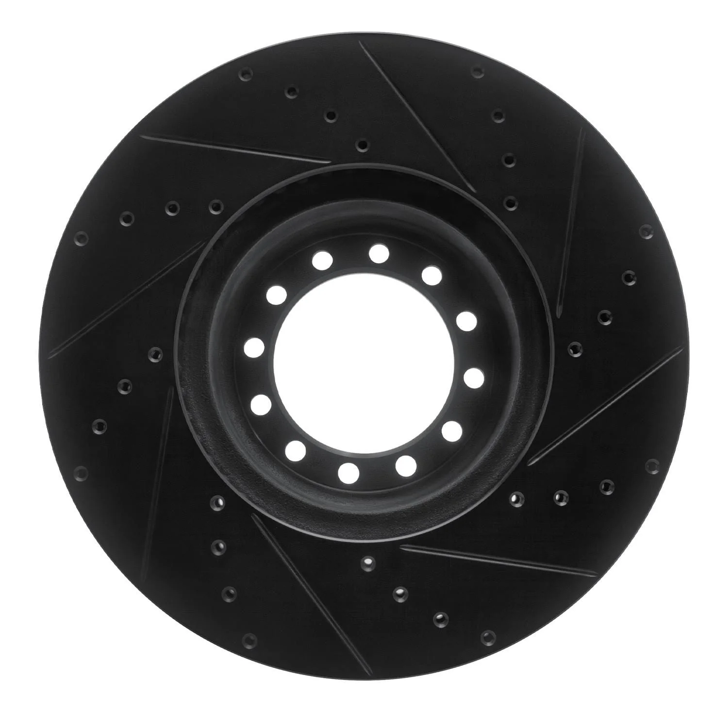 R1 Concepts 10-24 Isuzu Nqr Front Left Drilled & Slotted Black Brake Rotor - Image 2