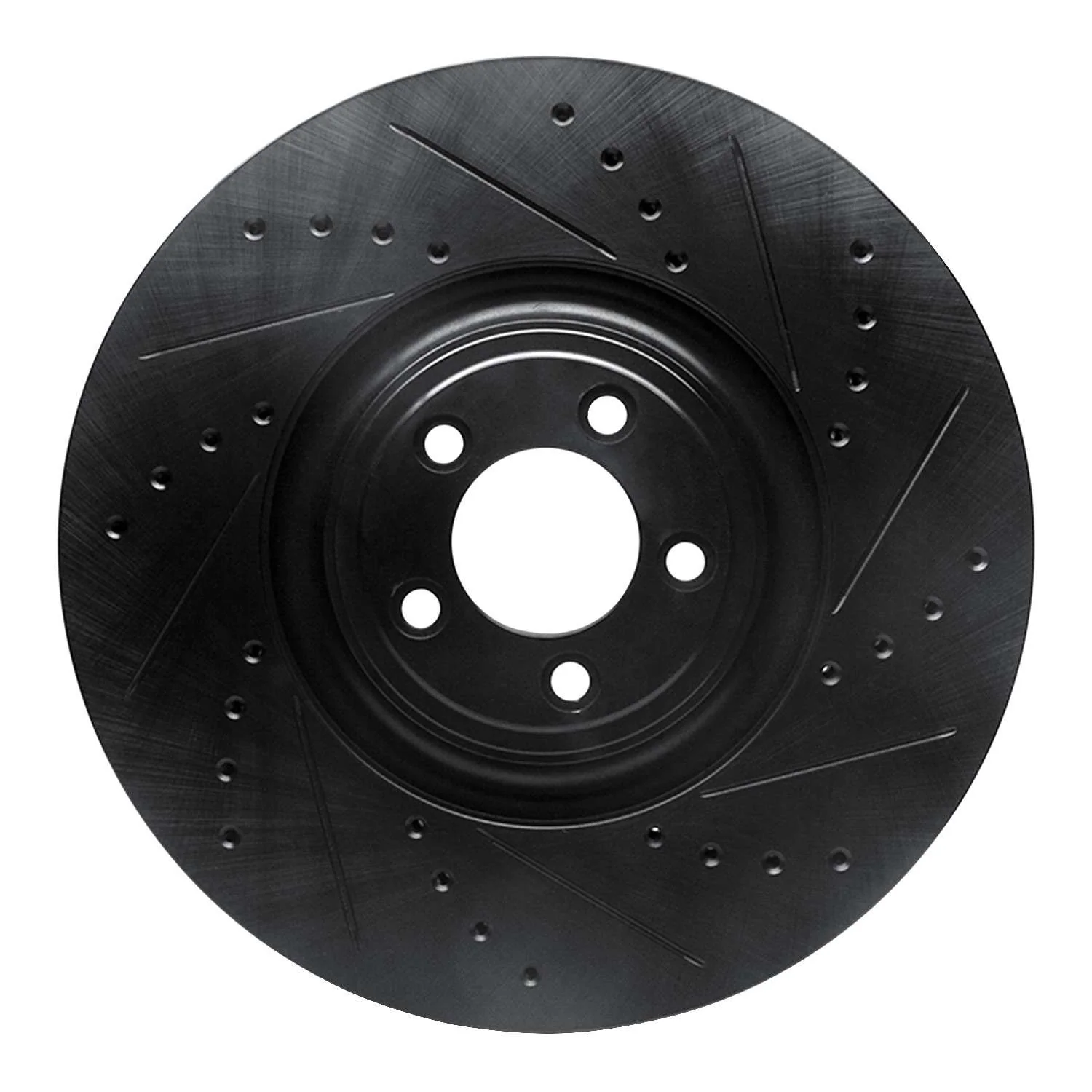 R1 Concepts 10-24 Jaguar XKR Front Right Drilled & Slotted Black Brake Rotor