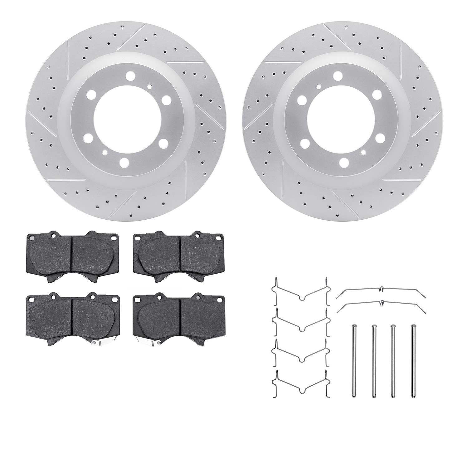R1 Concepts 10-24 Lexus GX460 Front Drill/Slot Carbon Coated Rotor Set w/Optimum Pads