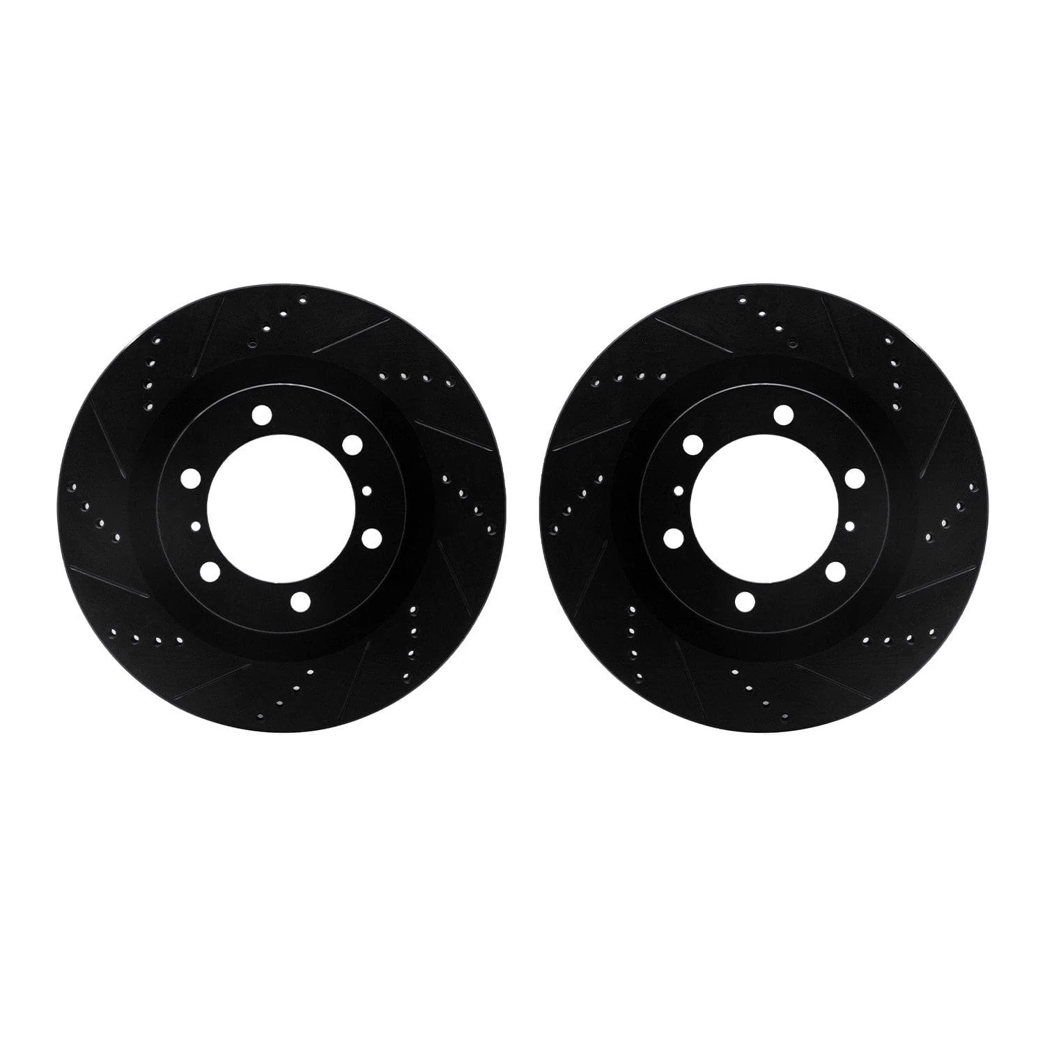 R1 Concepts 10-24 Lexus GX460 Front Drilled & Slotted Black Brake Rotor Set