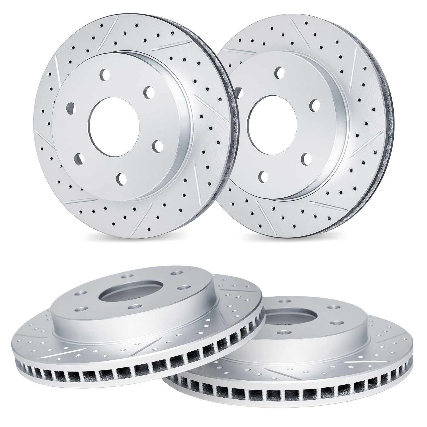 R1 Concepts 10-24 Lexus GX460 Front & Rear Drilled & Slotted Carbon Coated Brake Rotor Set
