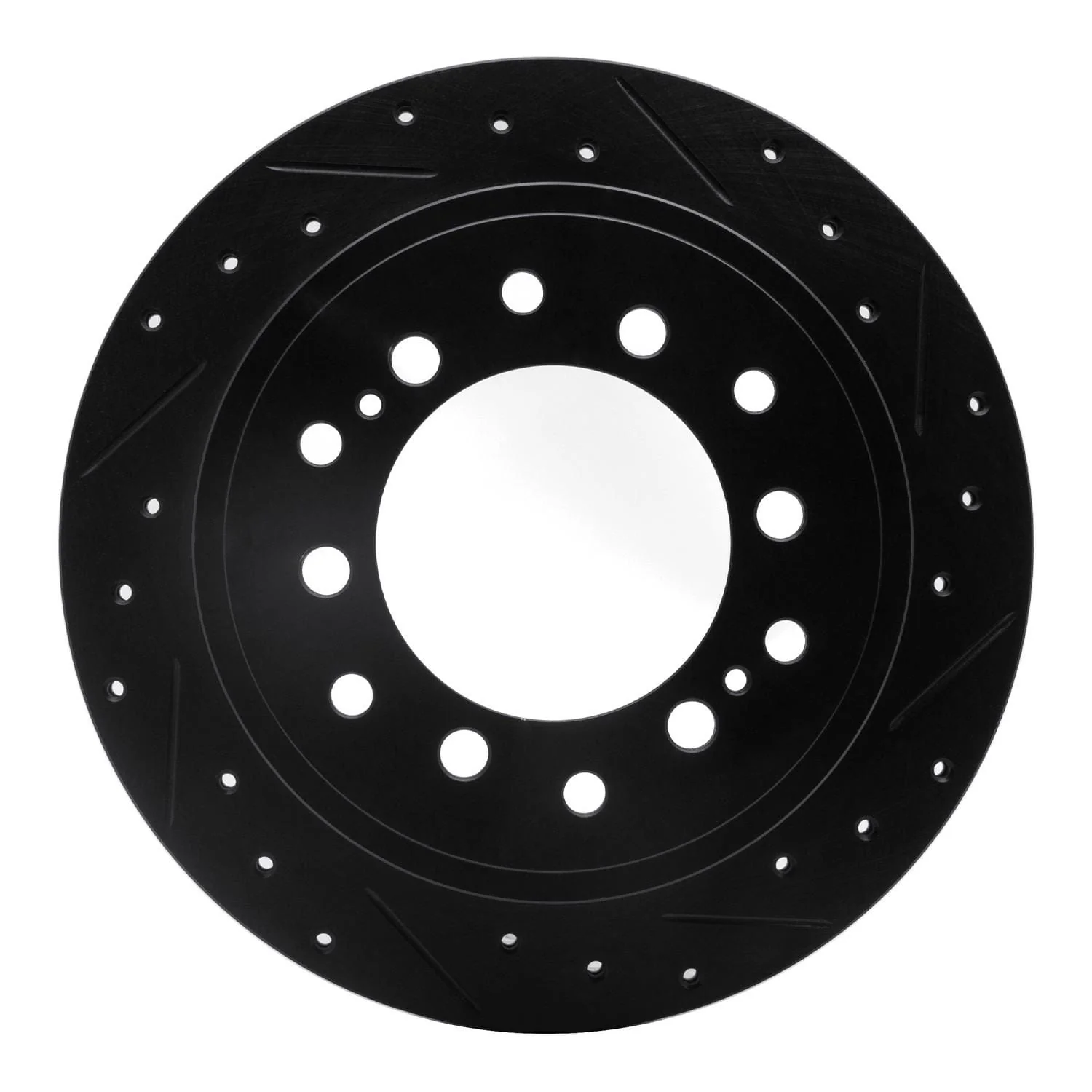 R1 Concepts 10-24 Lexus GX460 Rear Right Drilled & Slotted Black Brake Rotor