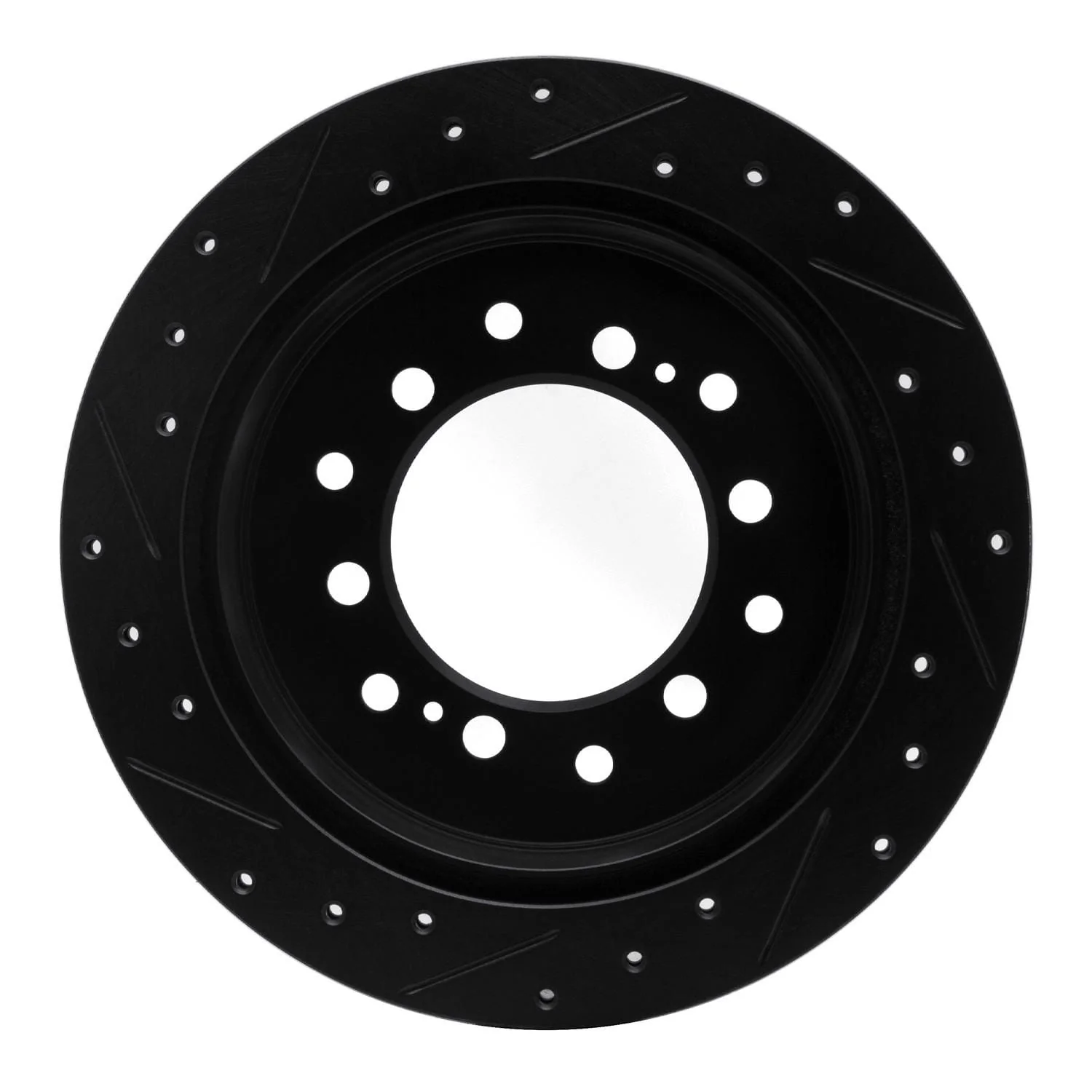 R1 Concepts 10-24 Lexus GX460 Rear Right Drilled & Slotted Black Brake Rotor - Image 2