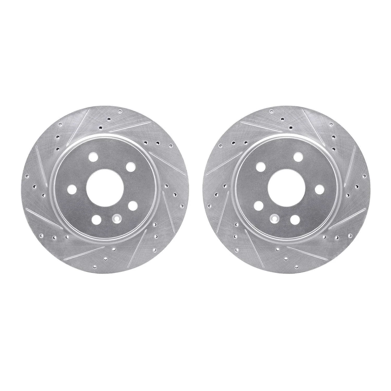 R1 Concepts 10-25 Buick Allure Rear Drilled & Slotted Silver Brake Rotor Set