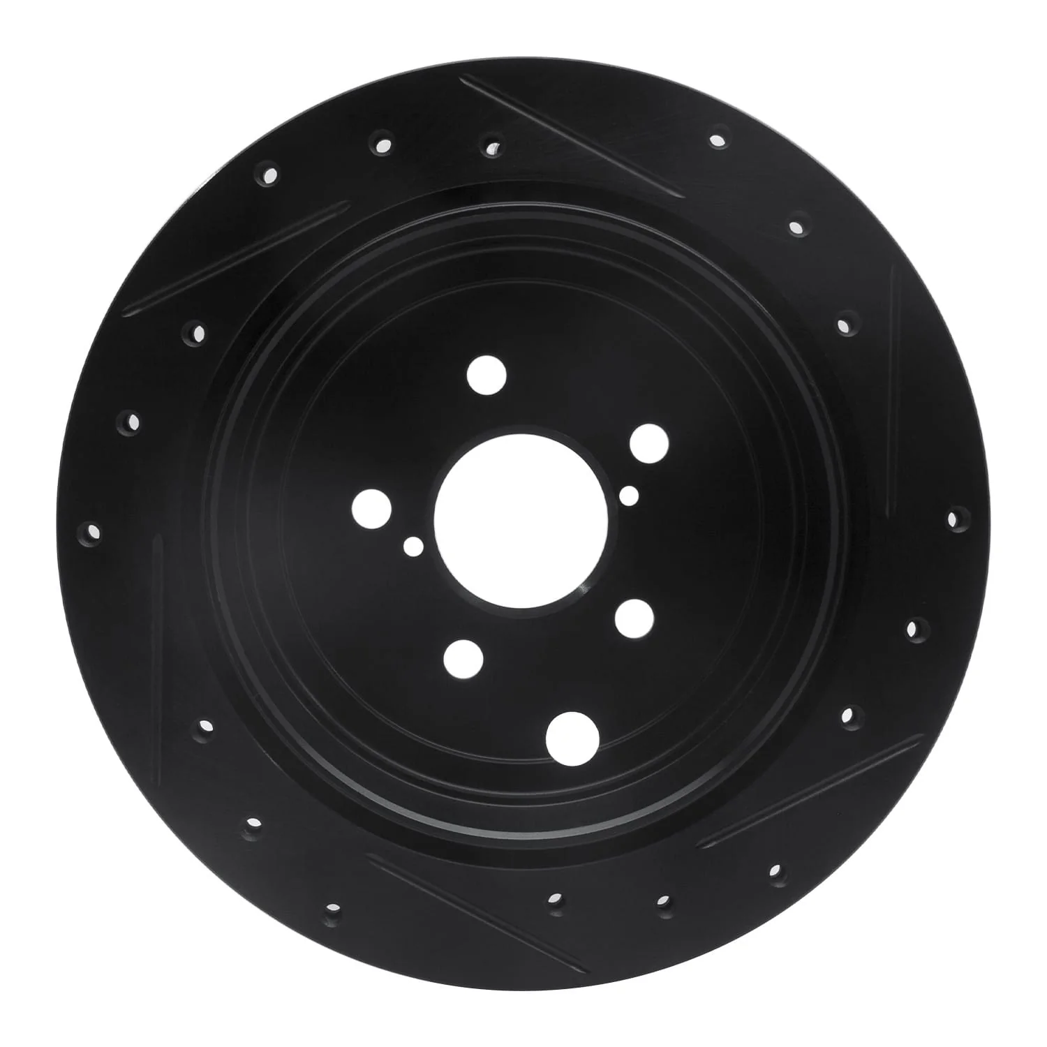 R1 Concepts 10-25 Scion FR-S Rear Left Drilled & Slotted Black Brake Rotor - Image 2
